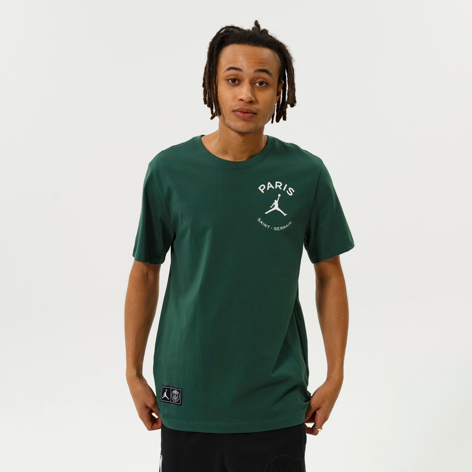 Koszulka, t-shirt sportowy męski JORDAN T-SHIRT PARIS SAINT-GERMAIN LOGO DB6514-333 ZIELONY