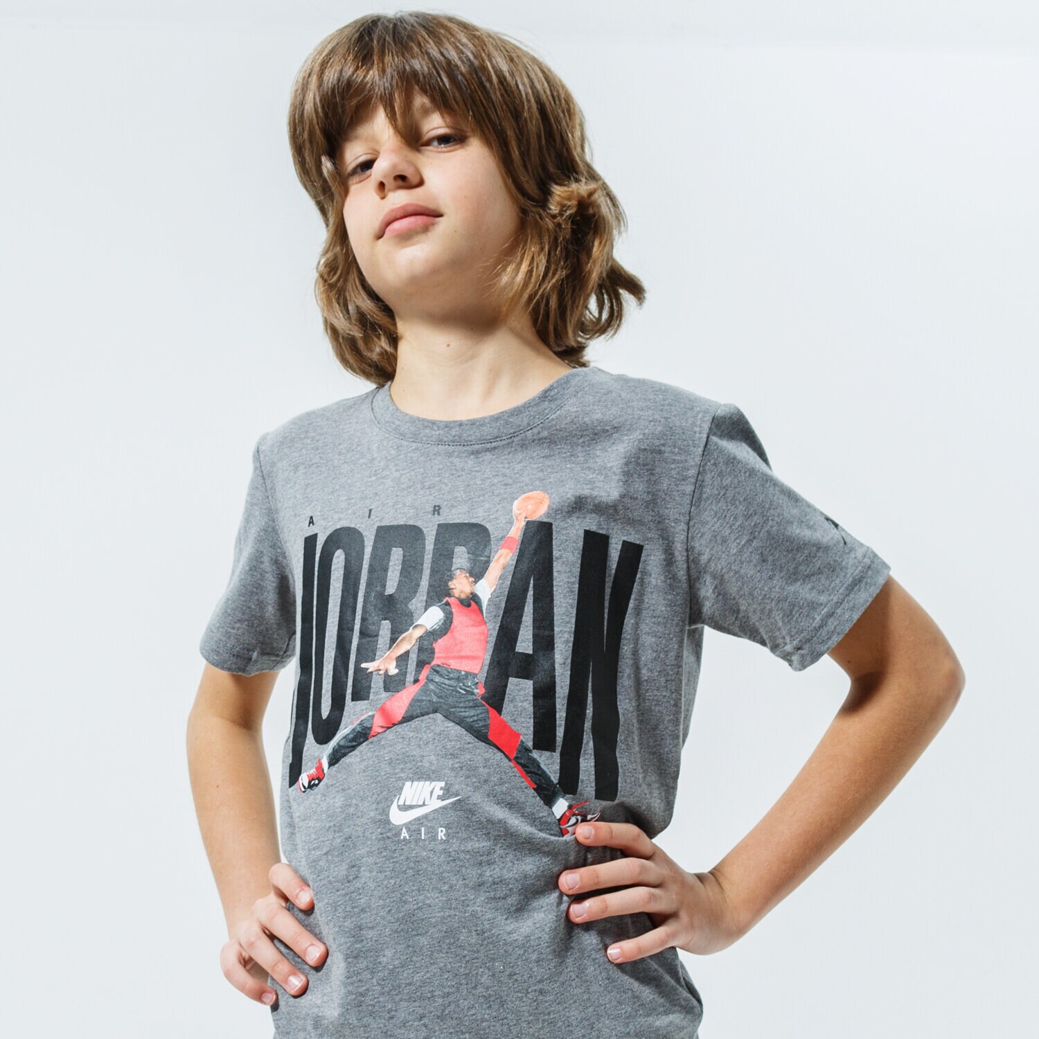 Koszulka, t-shirt dla dzieci JORDAN T-SHIRT MJ SS CREW 2 957290-GEH SZARY
