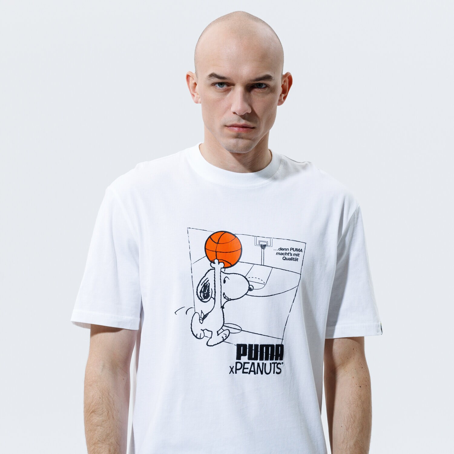 Koszulka, t-shirt sportowy męski PUMA T-SHIRT PUMA X PEANUTS TEE 53061602 BIAŁY