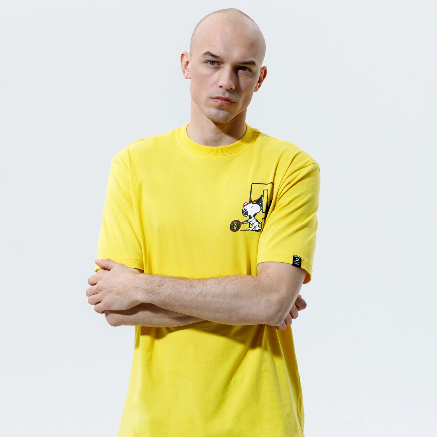 Koszulka, t-shirt sportowy męski PUMA T-SHIRT PUMA X PEANUTS TEE 53061637 ŻÓŁTY