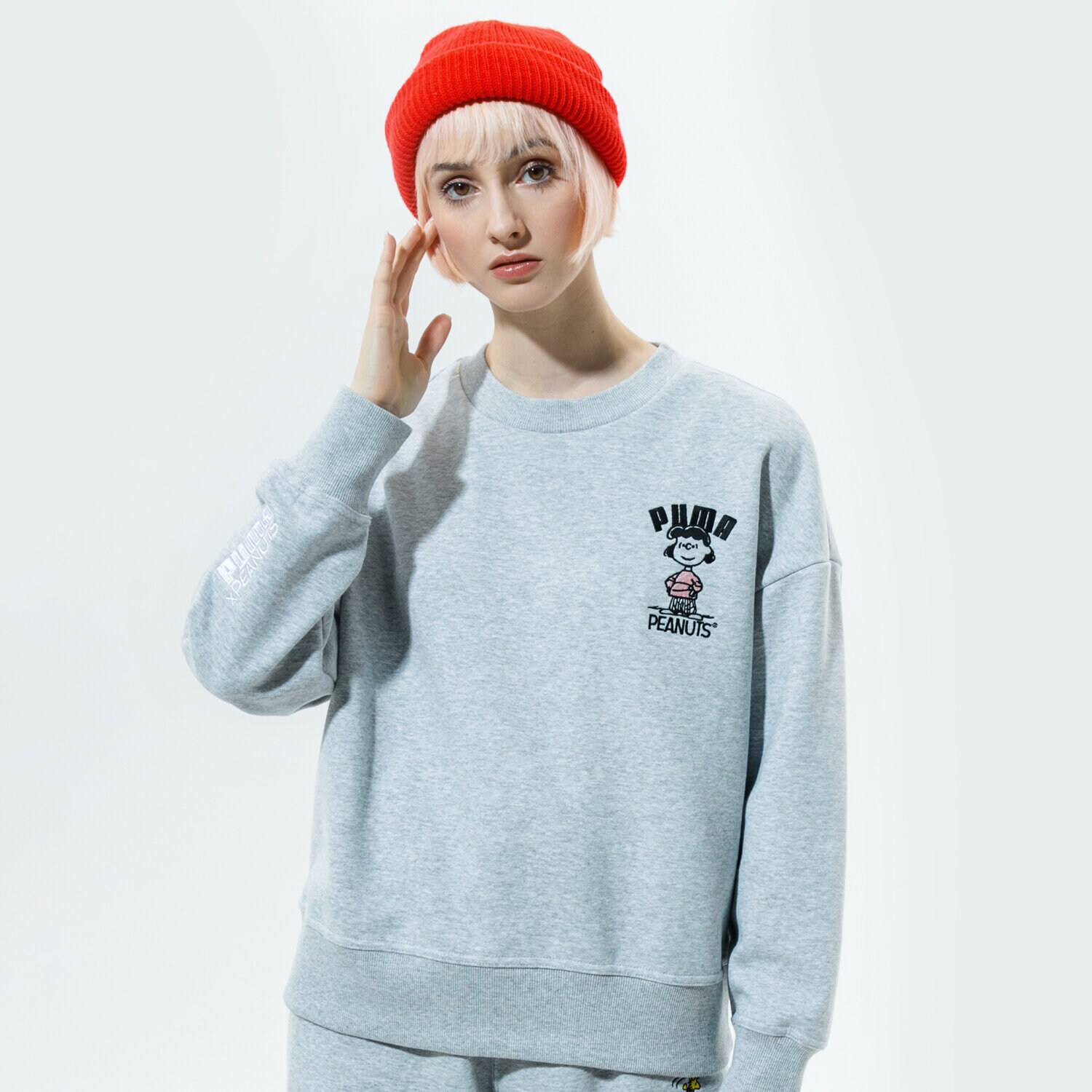 Bluza damska PUMA BLUZA PUMA X PEANUTS W CREW 53115904 SZARY