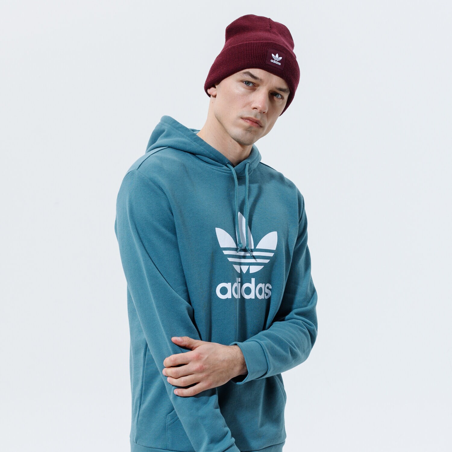 Bluza męska ADIDAS BLUZA Z KAPTUREM TREFOIL HOODIE GN3461 NIEBIESKI