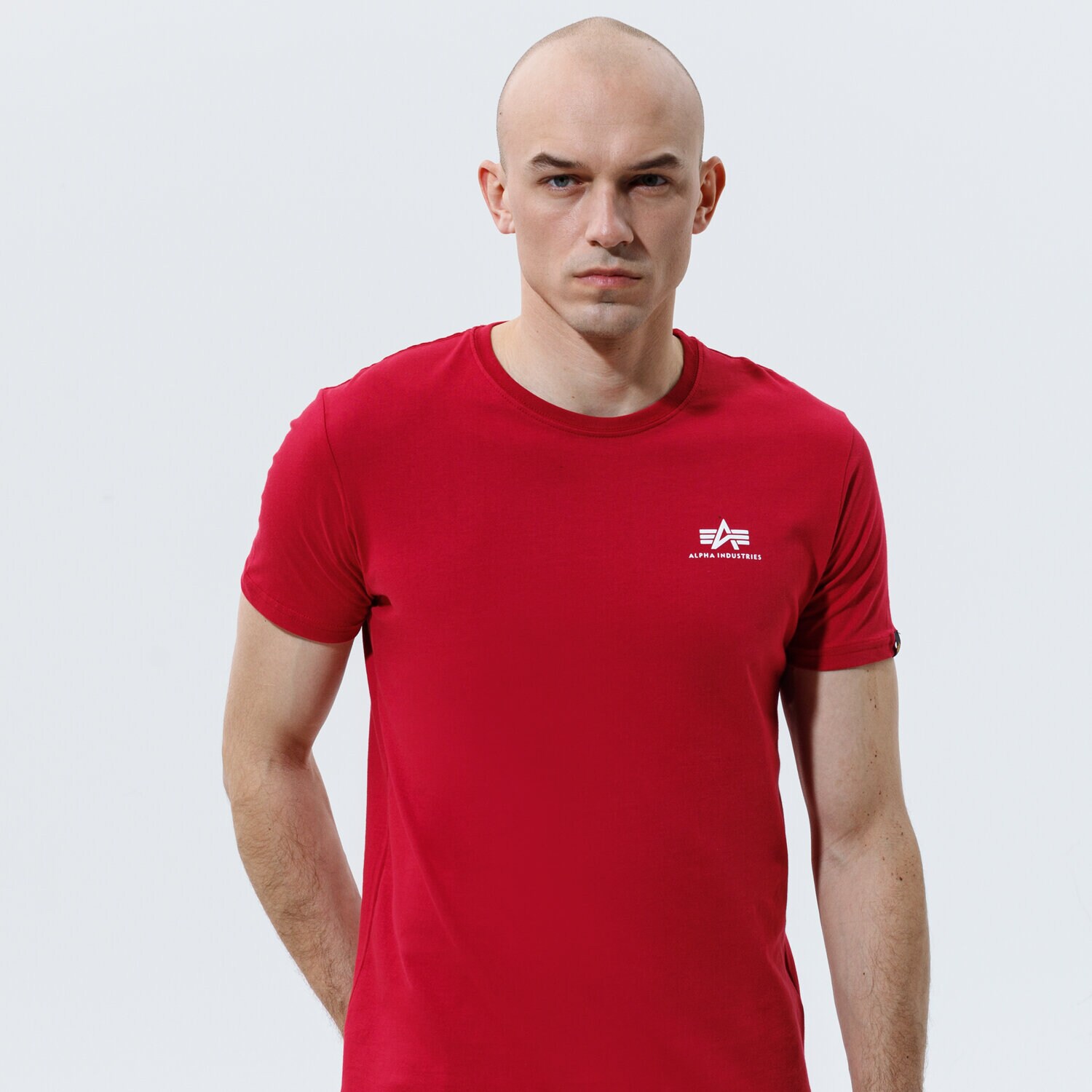 Koszulka, t-shirt sportowy męski ALPHA INDUSTRIES T-SHIRT BASIC T SMALL LOGO 188505-523 CZERWONY
