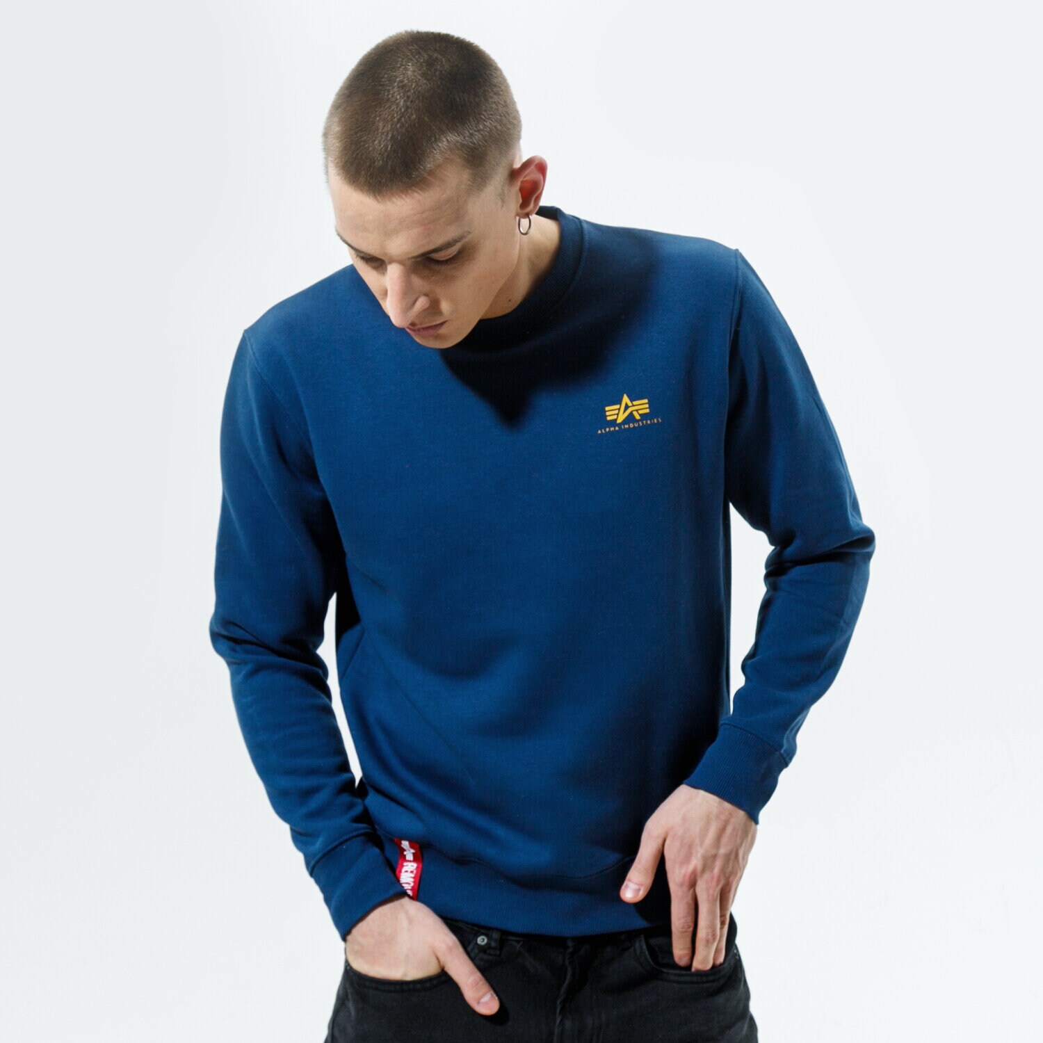 Bluza męska ALPHA INDUSTRIES BLUZA BASIC SWEATER SMALL LOGO 188307-435 GRANATOWY