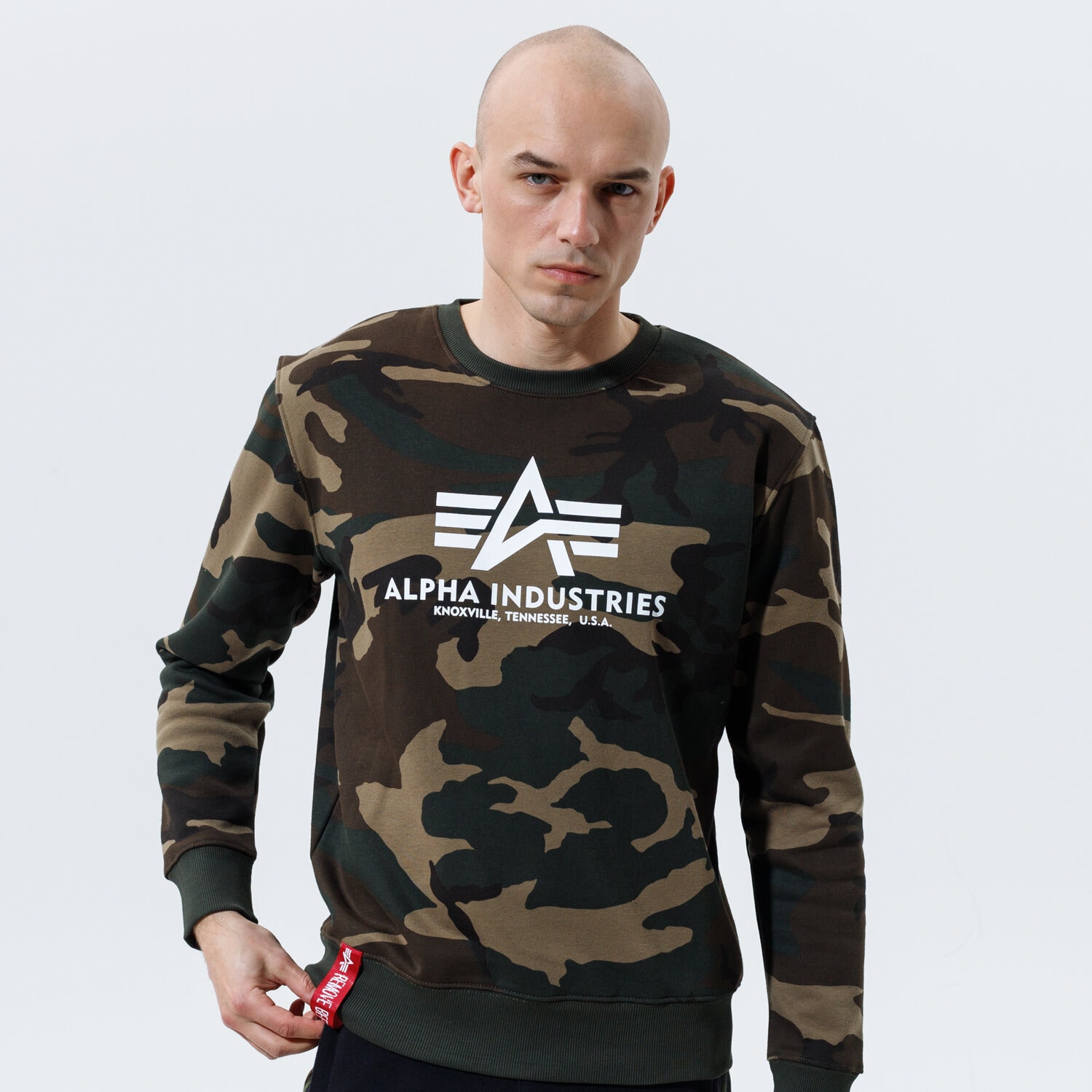 Bluza męska ALPHA INDUSTRIES BLUZA BASIC SWEATER CAMO 178302C-408 KHAKI