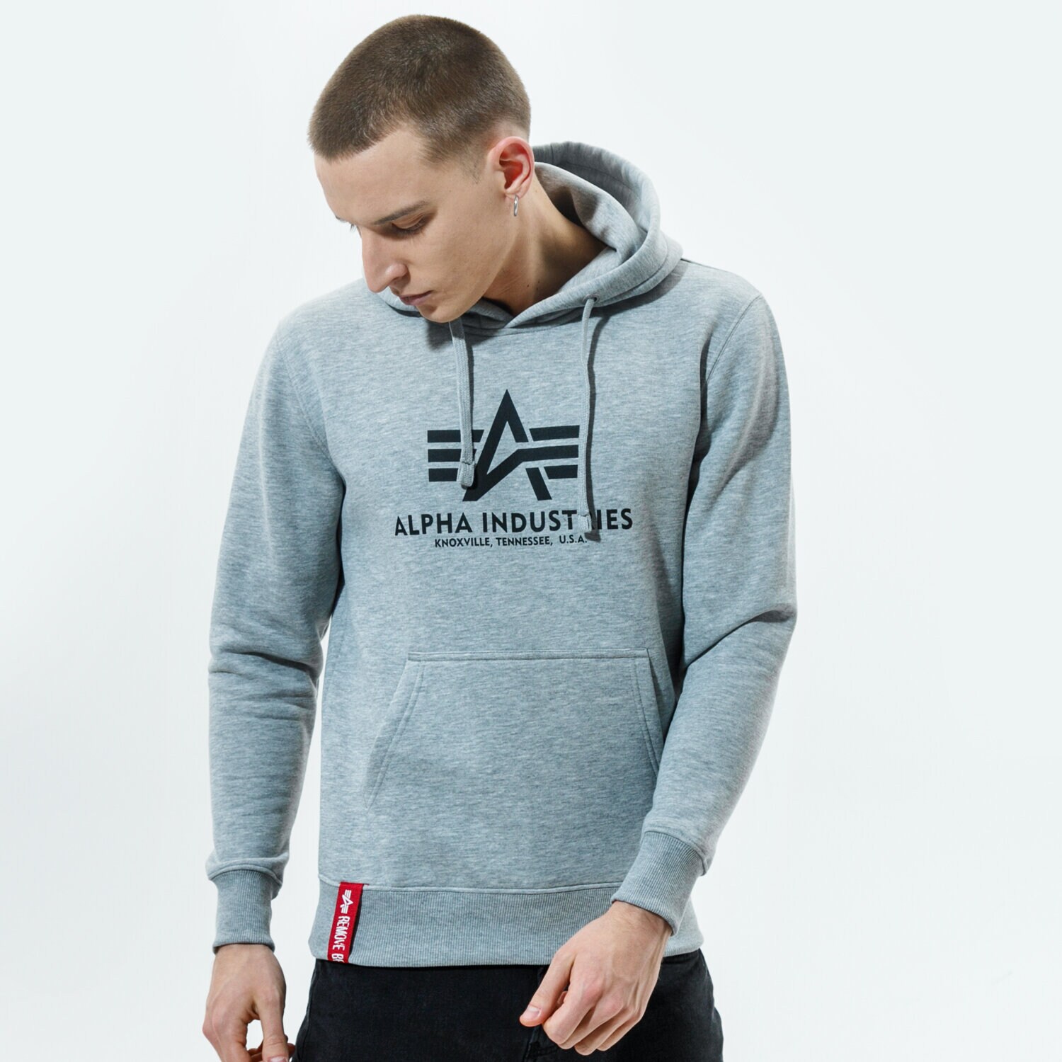 Bluza męska ALPHA INDUSTRIES BLUZA Z KAPTUREM BASIC HOODY 178312-17 SZARY