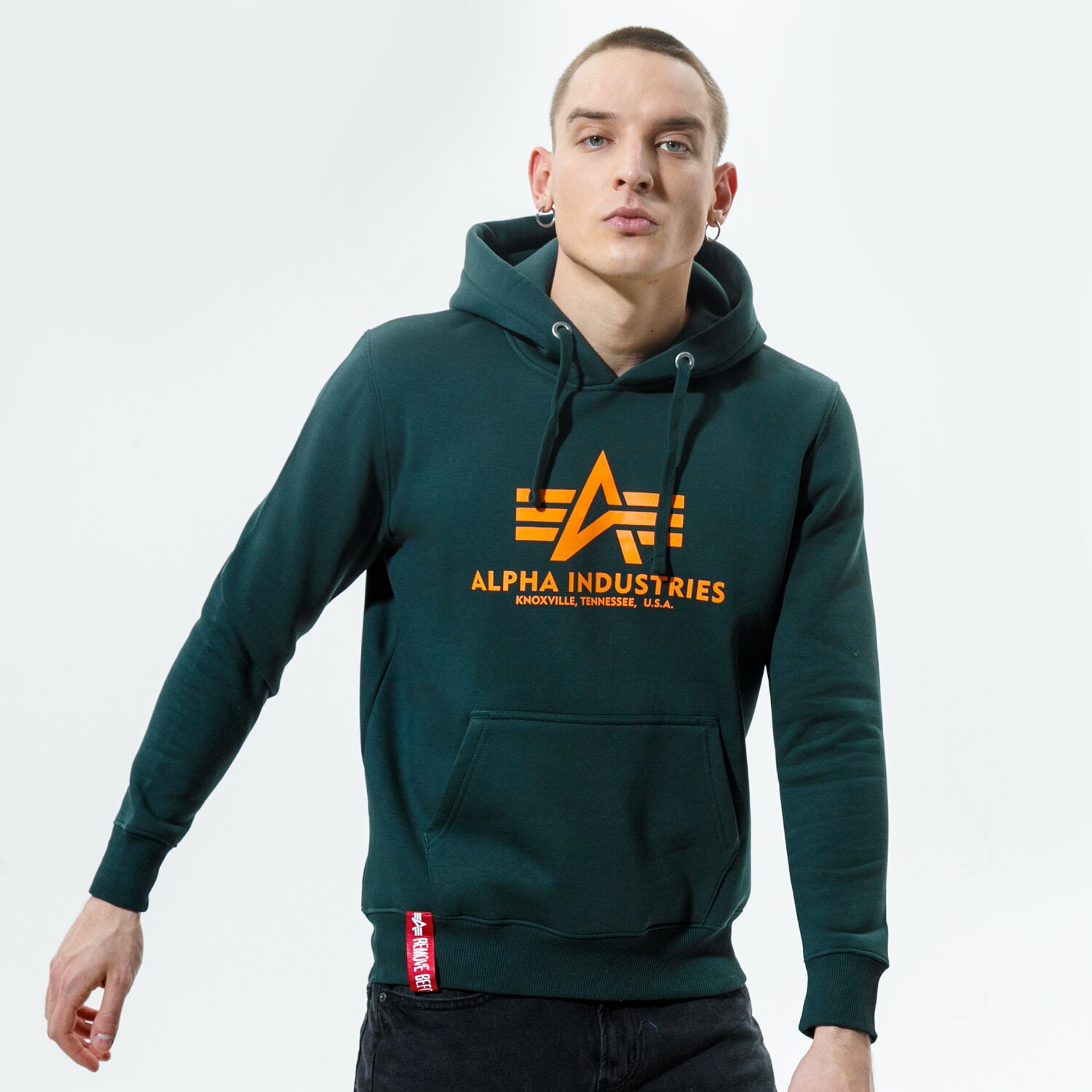 Bluza męska ALPHA INDUSTRIES BLUZA Z KAPTUREM BASIC HOODY 178312-353 ZIELONY
