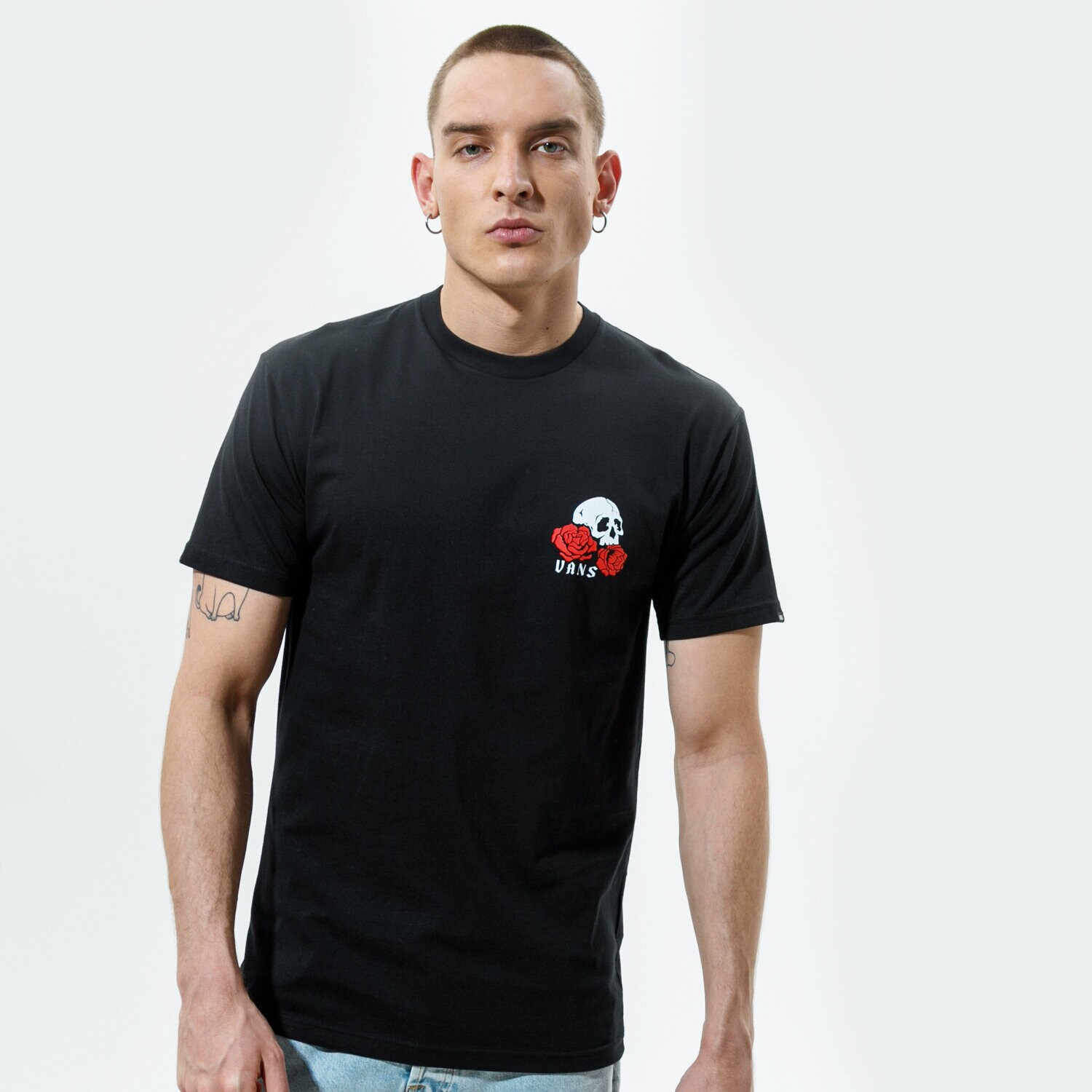 Koszulka, t-shirt sportowy męski VANS T-SHIRT MN ROSE BED SS BLACK VN0A54CVBLK1 CZARNY