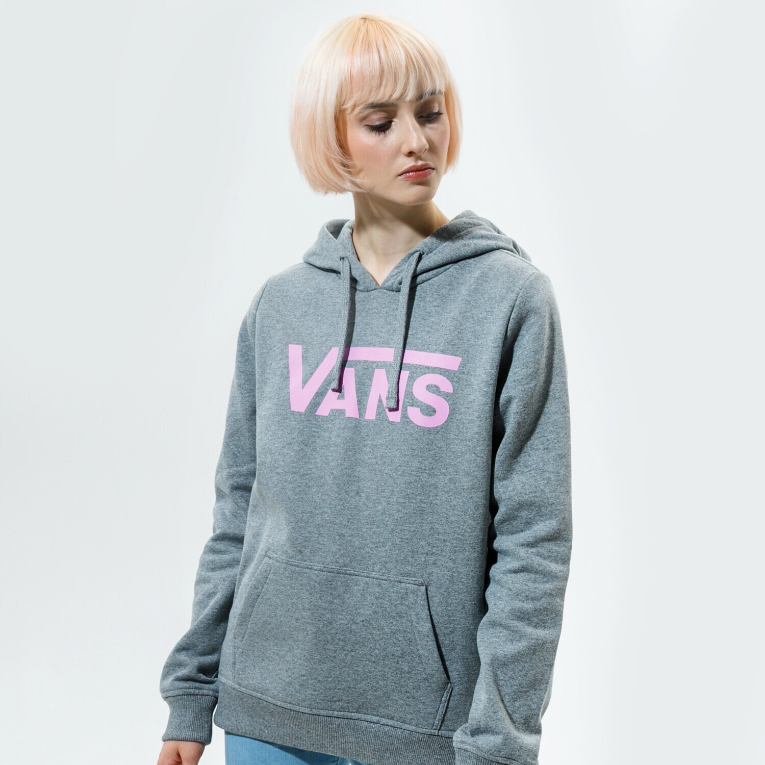 Bluza damska VANS BLUZA Z KAPTUREM WM CLASSIC V II HOODIE CEMENT HEATHER VN0A53OV02F1 SZARY