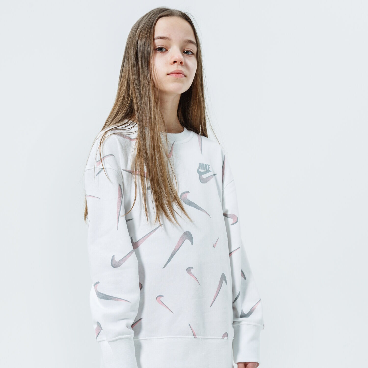 Sportowa bluza dziecięca NIKE BLUZA SPORTSWEAR DA1244-100 BIAŁY