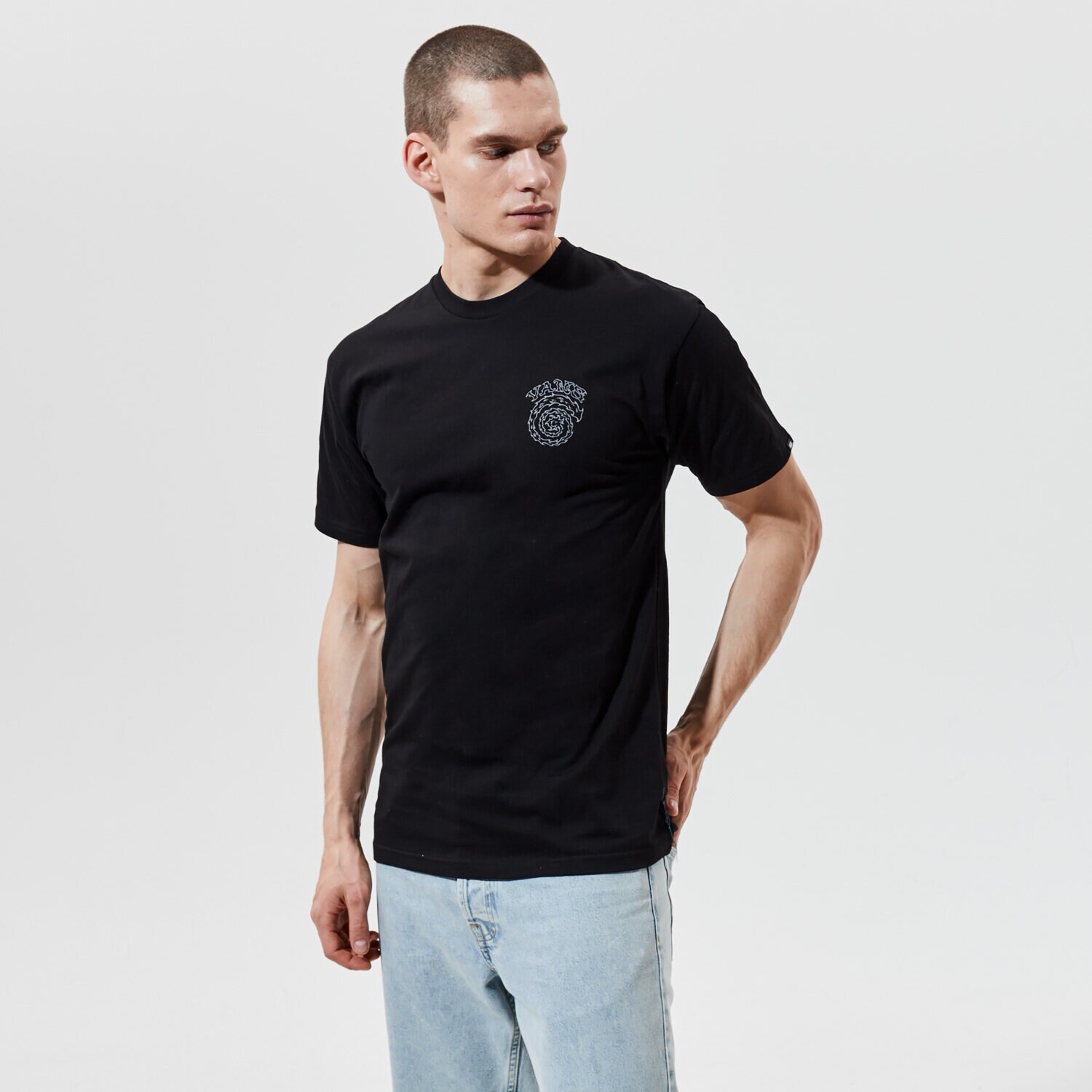 Koszulka, t-shirt sportowy męski VANS T-SHIRT MN EL SOLE SS BLACK VN0A54CQBLK1 CZARNY