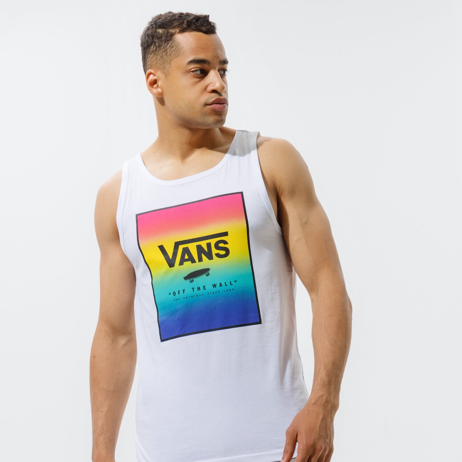 Koszulka, t-shirt sportowy męski VANS TANK PRINT BOX TANK VN0A31EXZJ41 BIAŁY