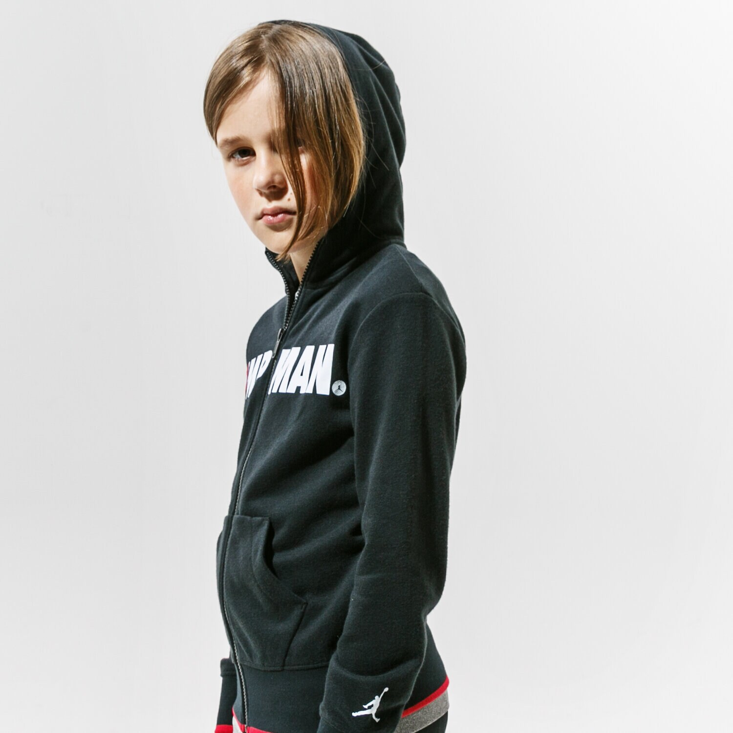 Sportowa bluza dziecięca JORDAN BLUZA ROZPINANA Z KAPTUREM JDB JUMPMAN BOY 95A293-023 CZARNY