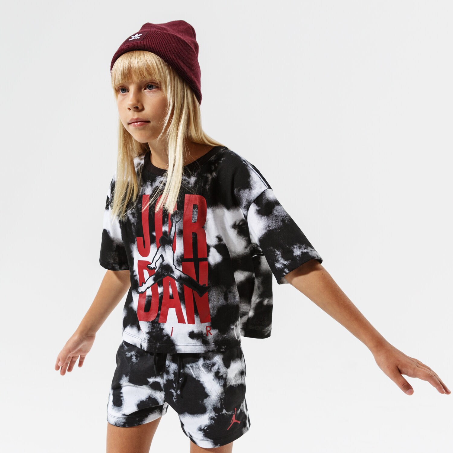 Koszulka, t-shirt dla dzieci JORDAN T-SHIRT JORDAN GIRL TIE DYE BOXY TEE GIRL 45A764-K04 CZARNY