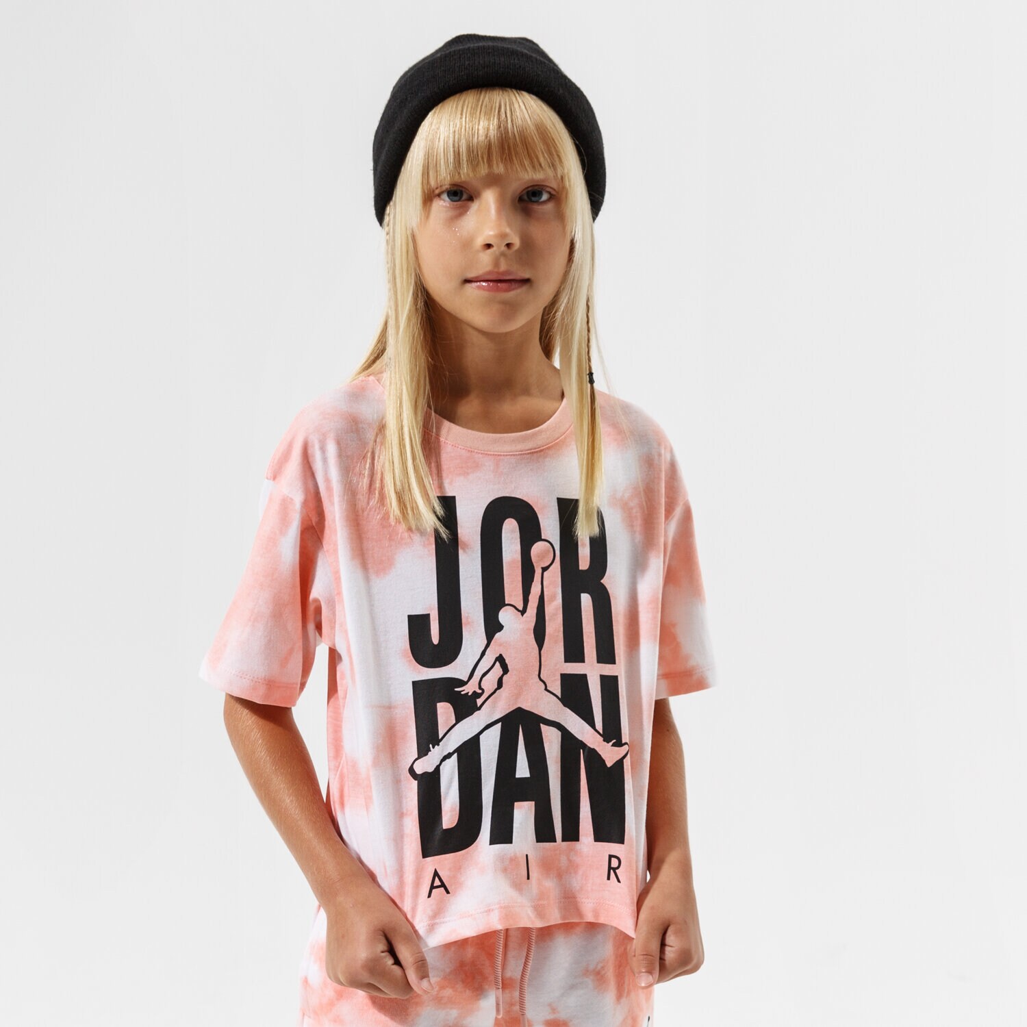 Koszulka, t-shirt dla dzieci JORDAN T-SHIRT JORDAN GIRL TIE DYE BOXY TEE GIRL 45A764-N0Q POMARAŃCZOWY