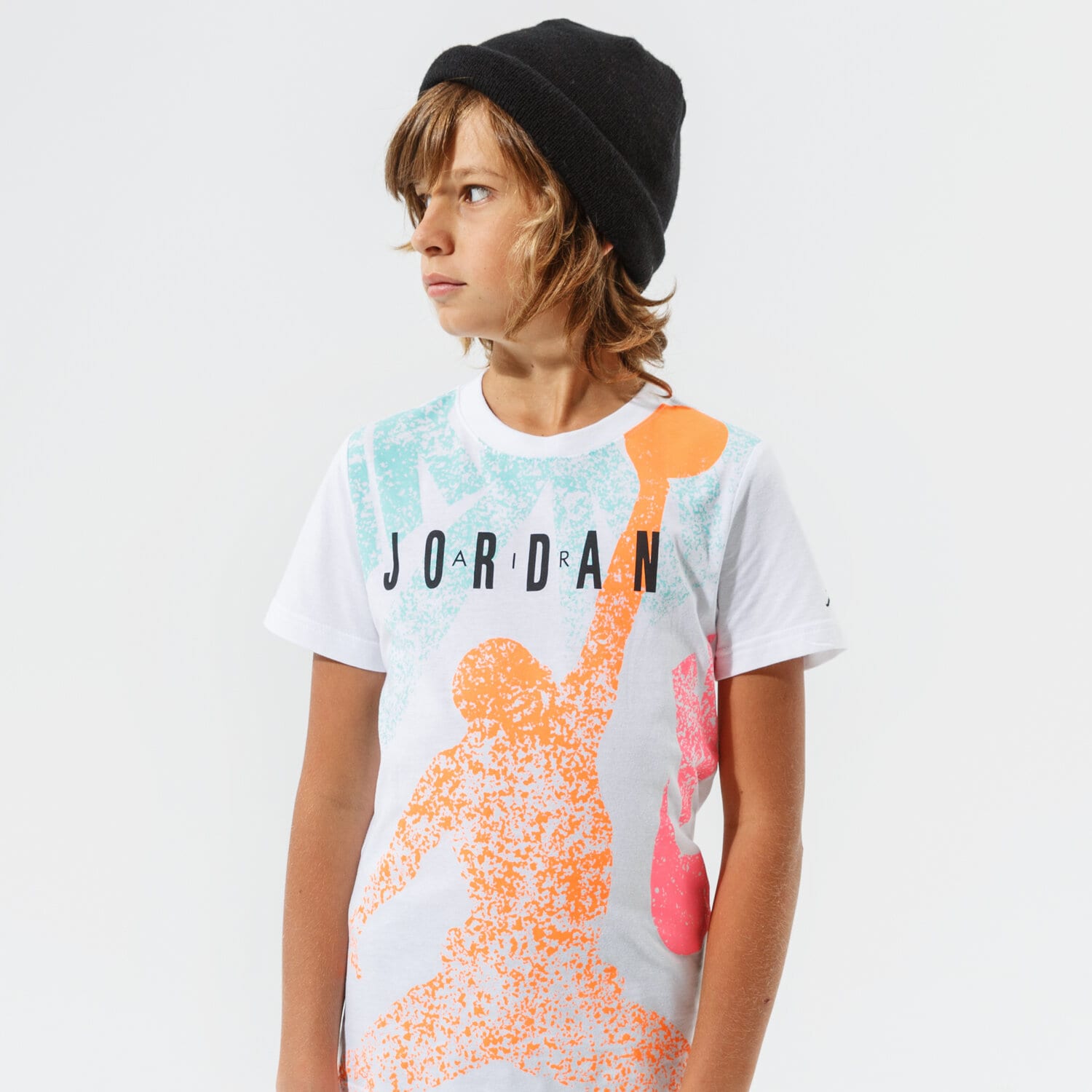 Koszulka, t-shirt dla dzieci JORDAN T-SHIRT JM DISTRESS TEE BOY 95A605-001 BIAŁY