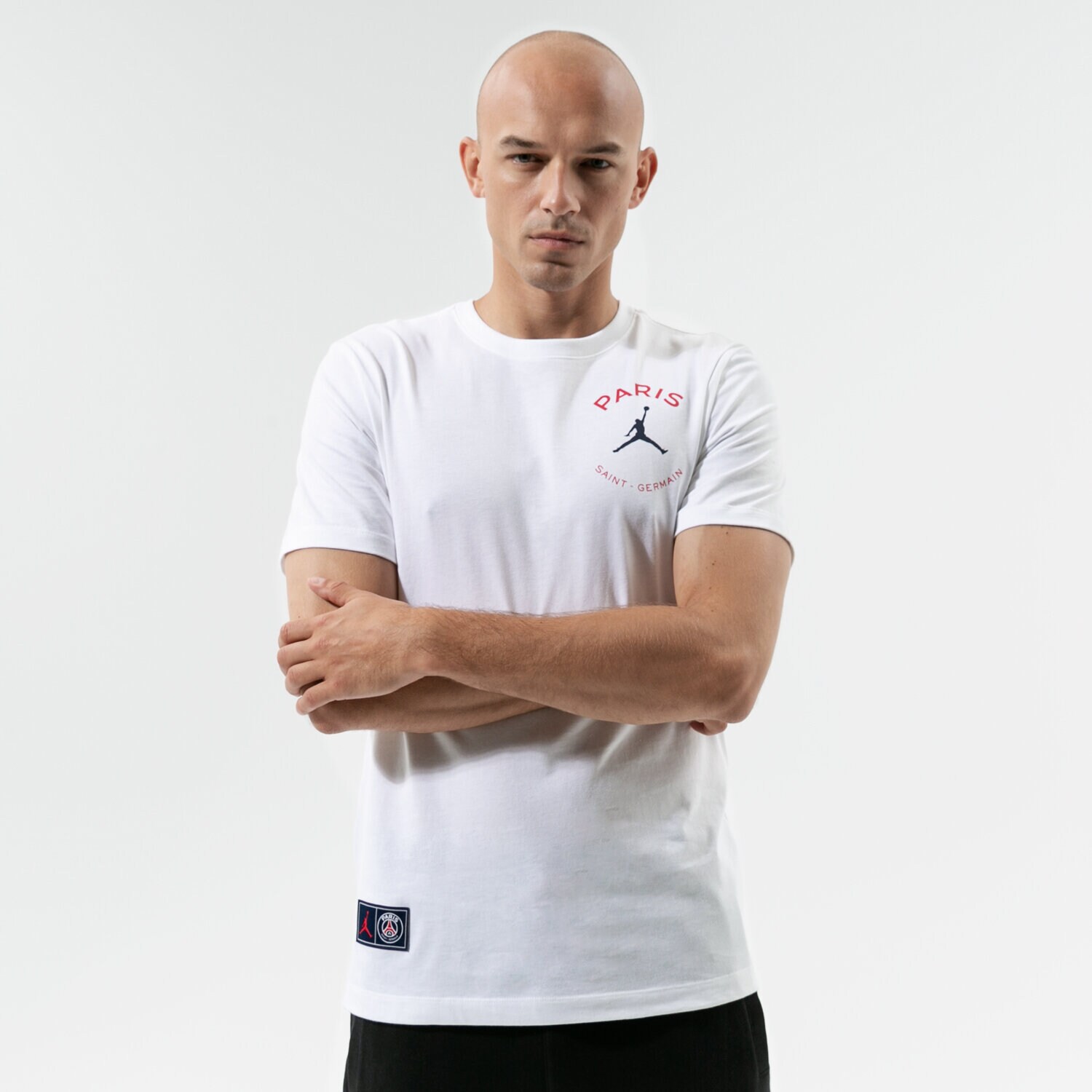 Koszulka, t-shirt sportowy męski JORDAN T-SHIRT PARIS SAINT-GERMAIN LOGO DB6514-100 BIAŁY