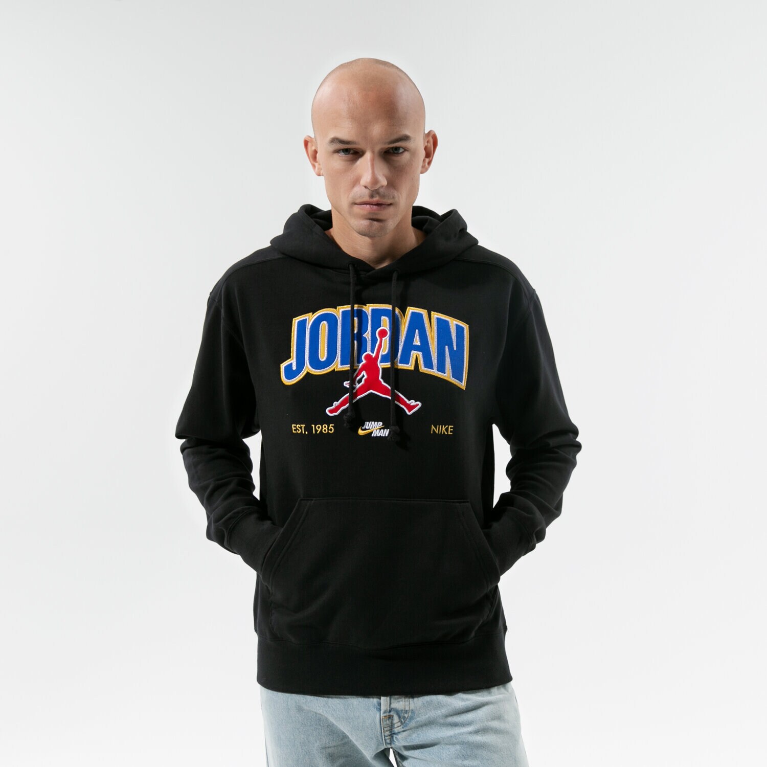 Bluza męska JORDAN BLUZA Z KAPTUREM M J JMPMN FLC PO DA7184-010 CZARNY
