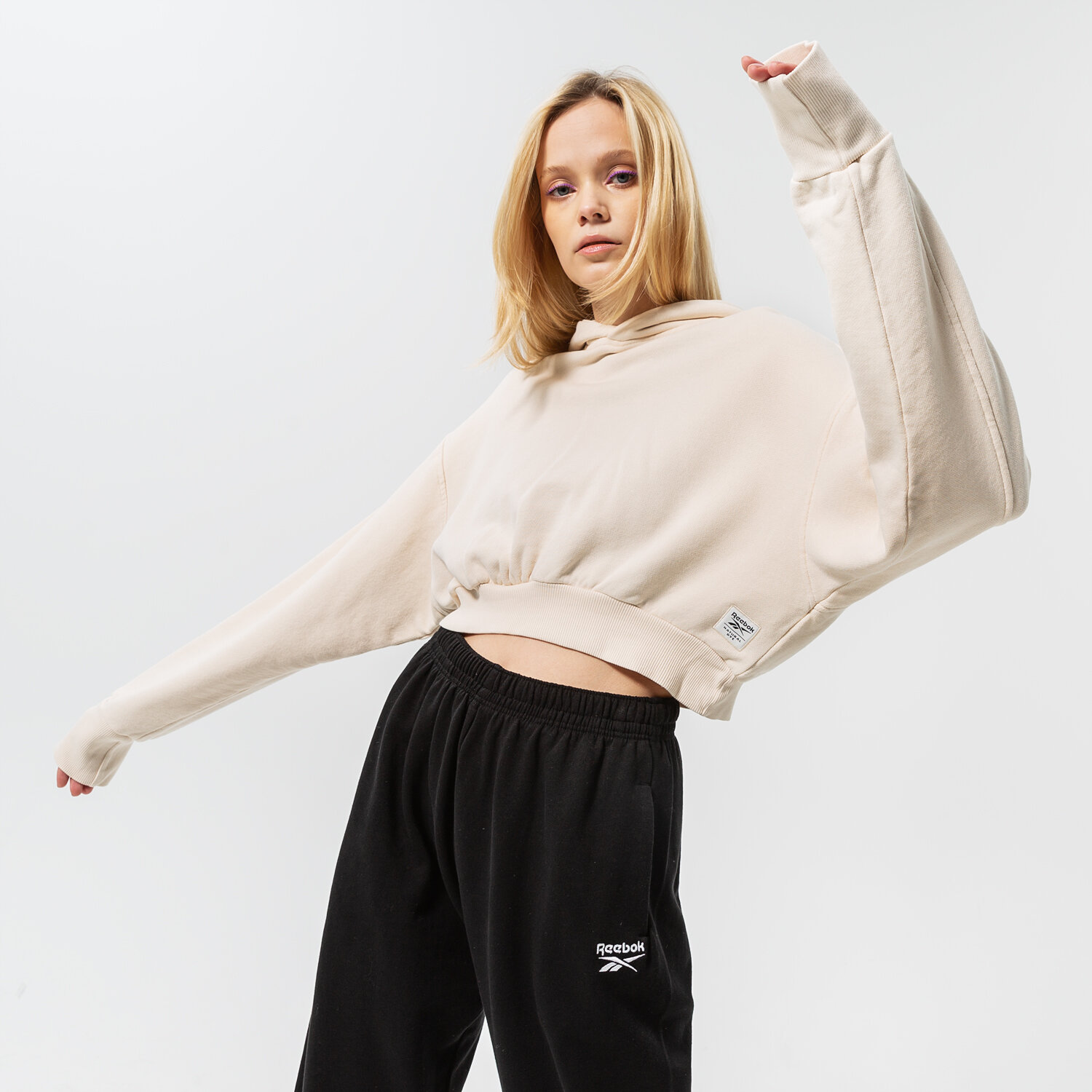 Bluza damska REEBOK BLUZA Z KAPTUREM CL RBK ND CROP HOODIE H46795 RÓŻOWY
