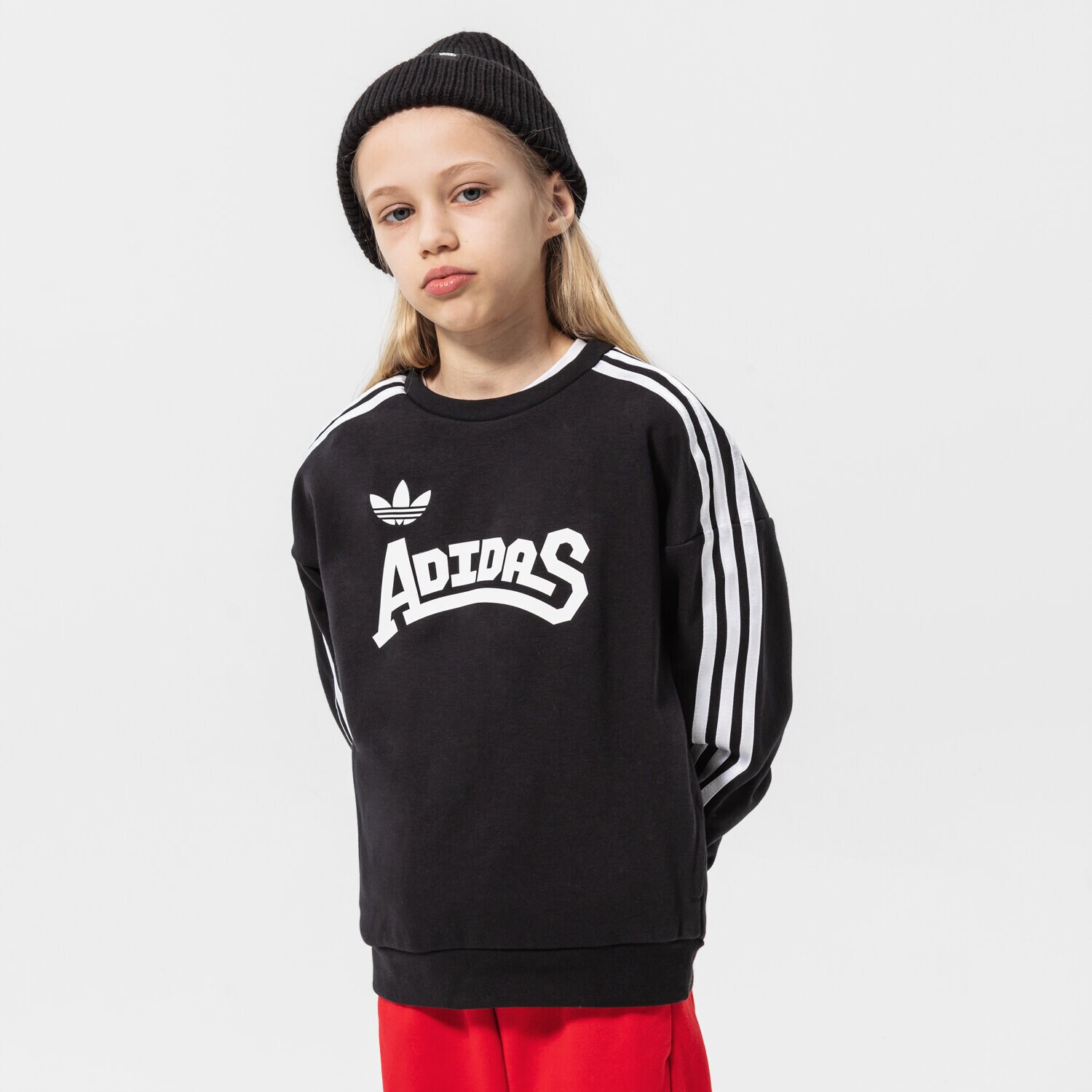 Sportowa bluza dziecięca ADIDAS BLUZA CREW GIRL HC4558 CZARNY