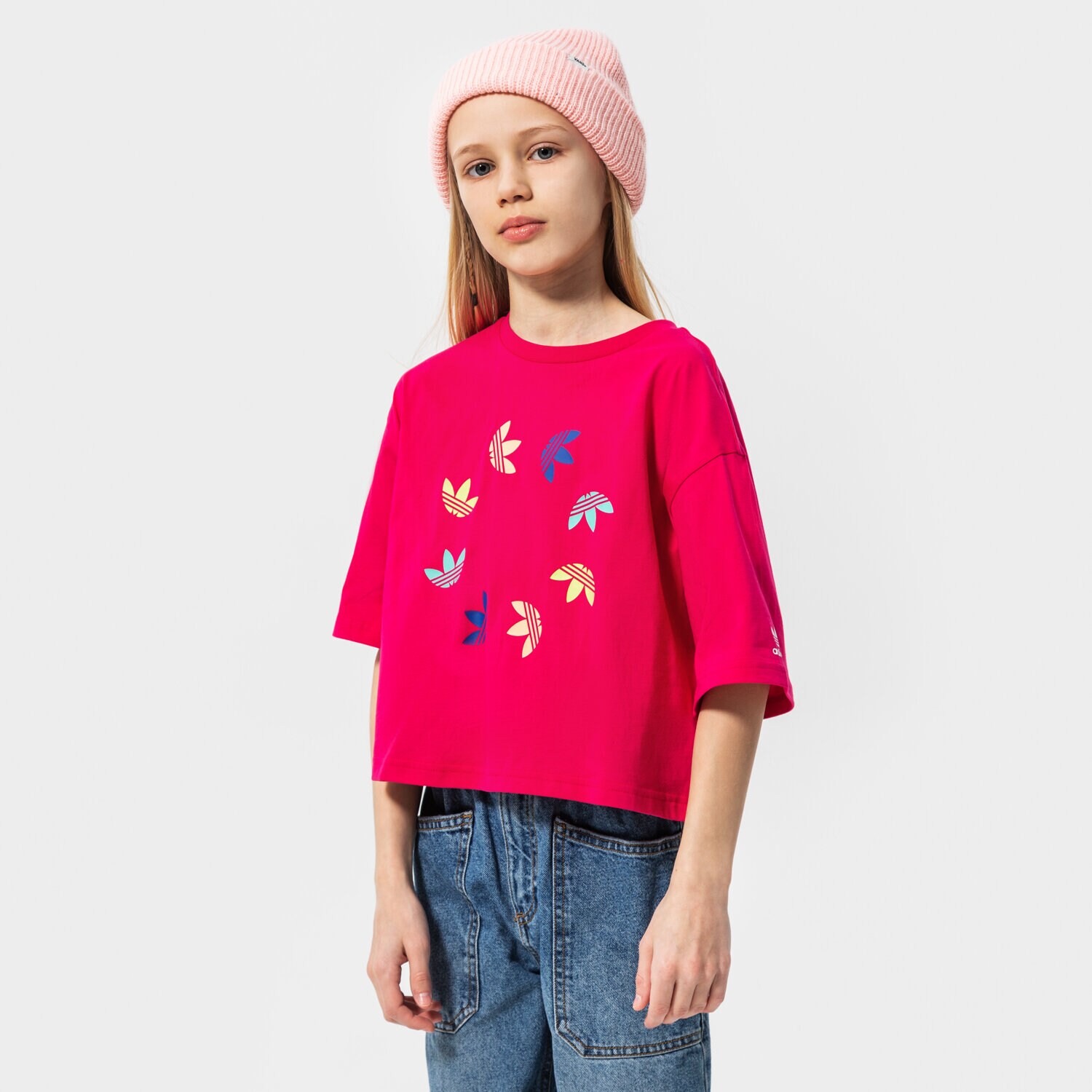Koszulka, t-shirt dla dzieci ADIDAS T-SHIRT CROPPED TEE GIRL HE4776 RÓŻOWY