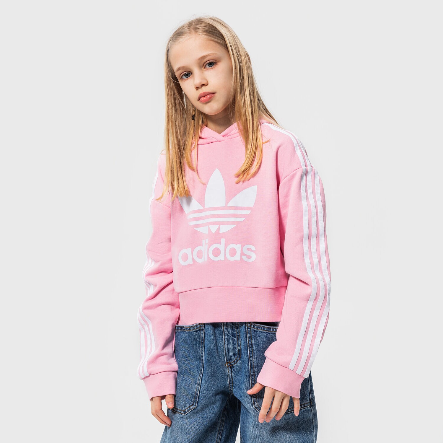 Sportowa bluza dziecięca ADIDAS BLUZA Z KAPTUREM CROPPED HOODIE GIRL HD2008 RÓŻOWY