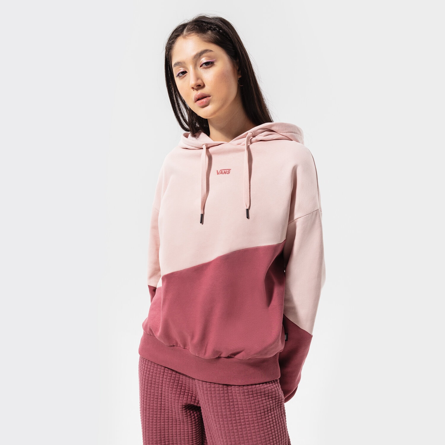 Bluza damska VANS BLUZA Z KAPTUREM BLOCKED OFF HOODIE VN0A5LKKYRR1 RÓŻOWY
