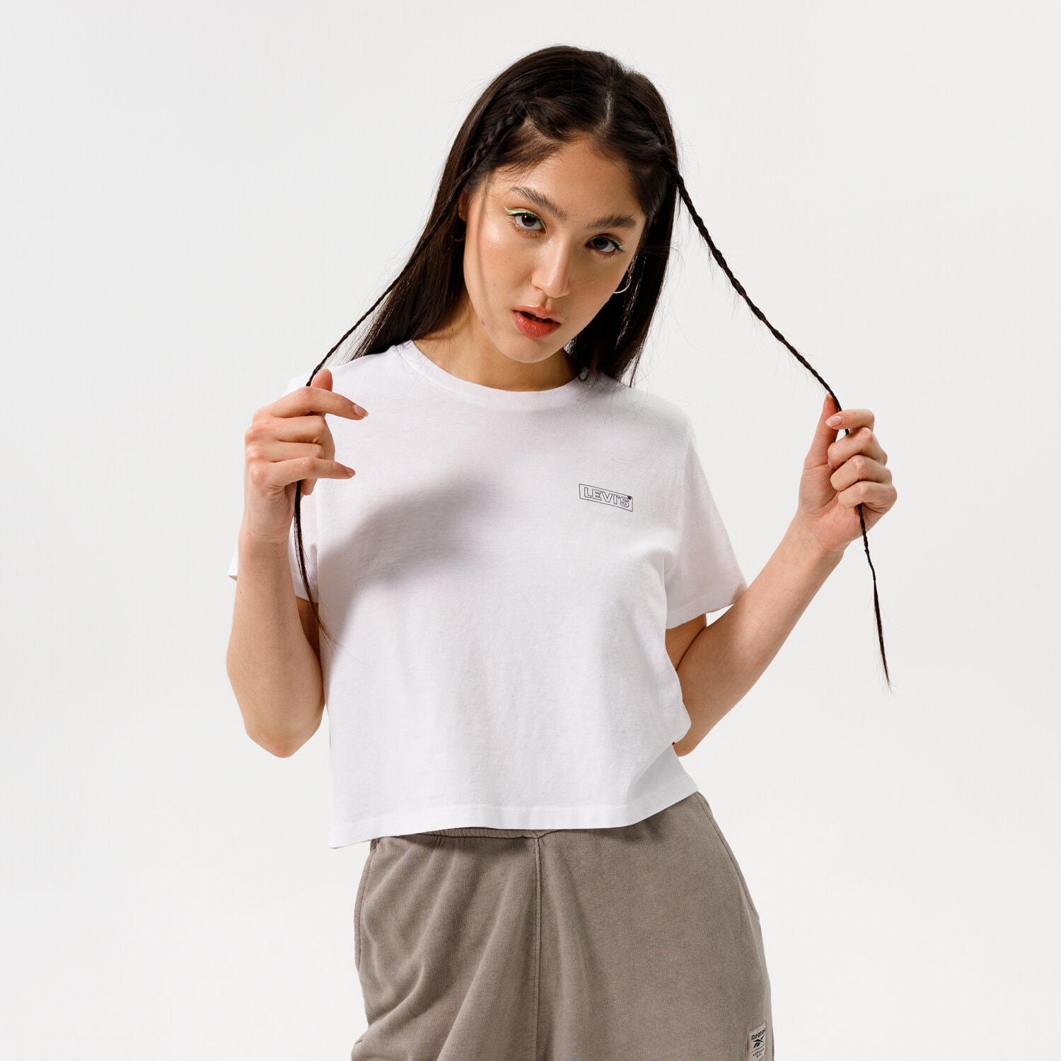 Koszulka, t-shirt damski LEVI'S T-SHIRT CROPPED JORDIE TEE A0785-0019 BIAŁY