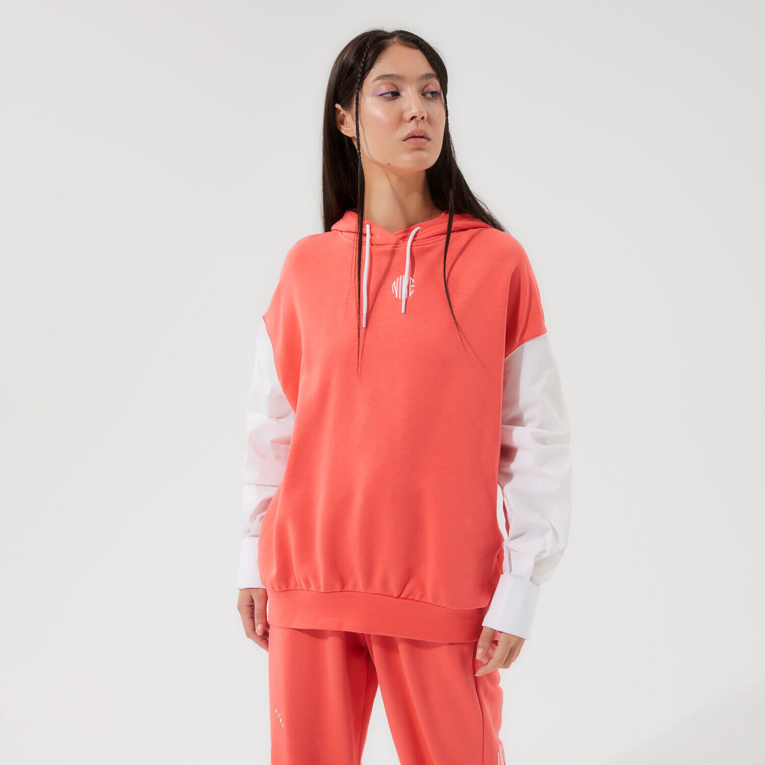 Bluza damska NIKE BLUZA Z KAPTUREM W NSW ICN CLSH FLC GX HOODIE DD5052-814 KORALOWY