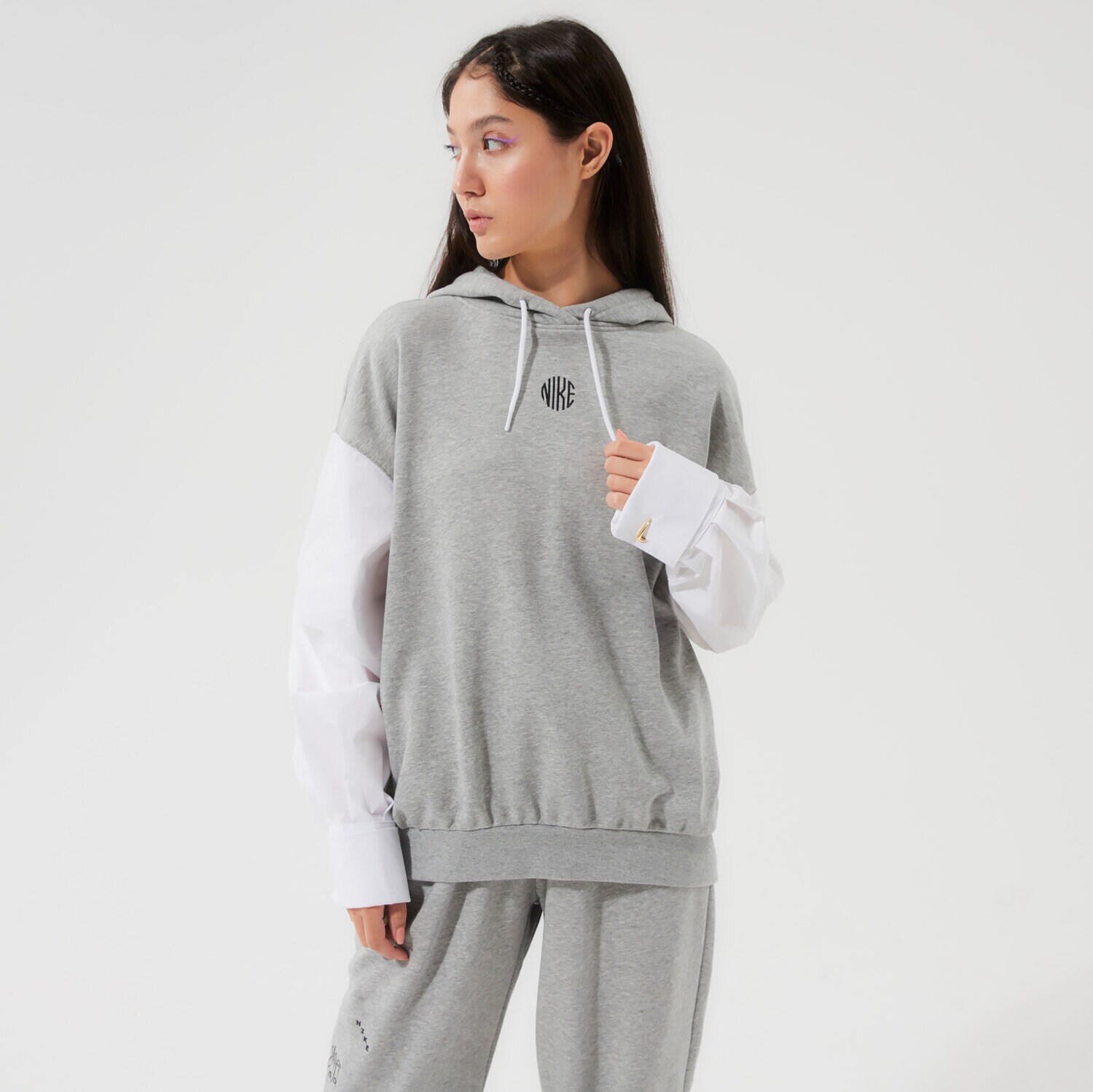 Bluza damska NIKE BLUZA Z KAPTUREM W NSW ICN CLSH FLC GX HOODIE DD5052-063 SZARY