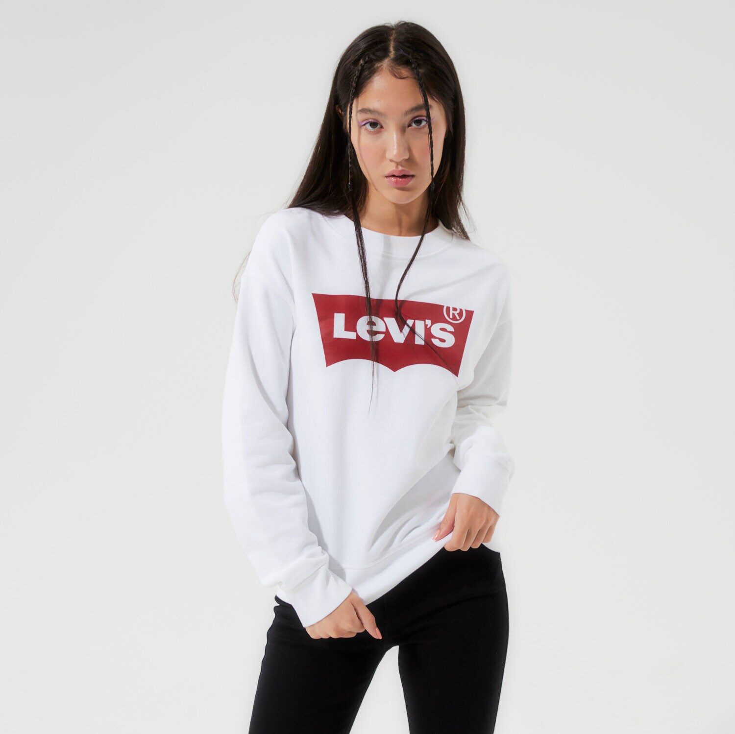 Bluza damska LEVI'S BLUZA GRAPHIC STANDARD CREW 18686-0011 BIAŁY