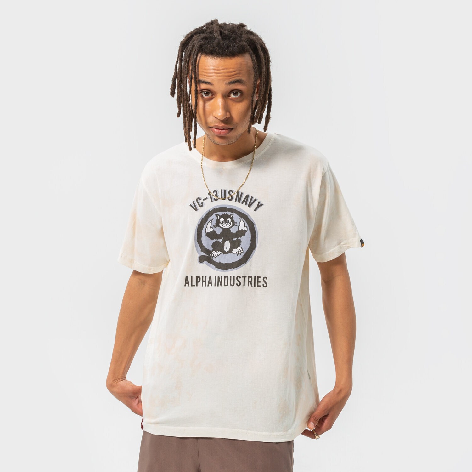 Koszulka, t-shirt sportowy męski ALPHA INDUSTRIES T-SHIRT USN CAT T 106517300 BIAŁY