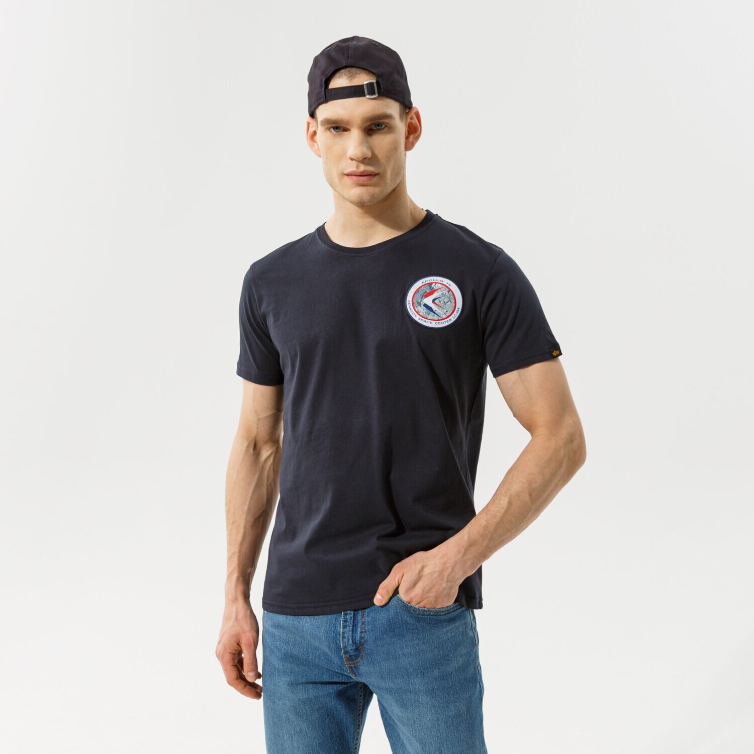 Koszulka, t-shirt sportowy męski ALPHA INDUSTRIES T-SHIRT APOLLO 15 T 19850107 GRANATOWY