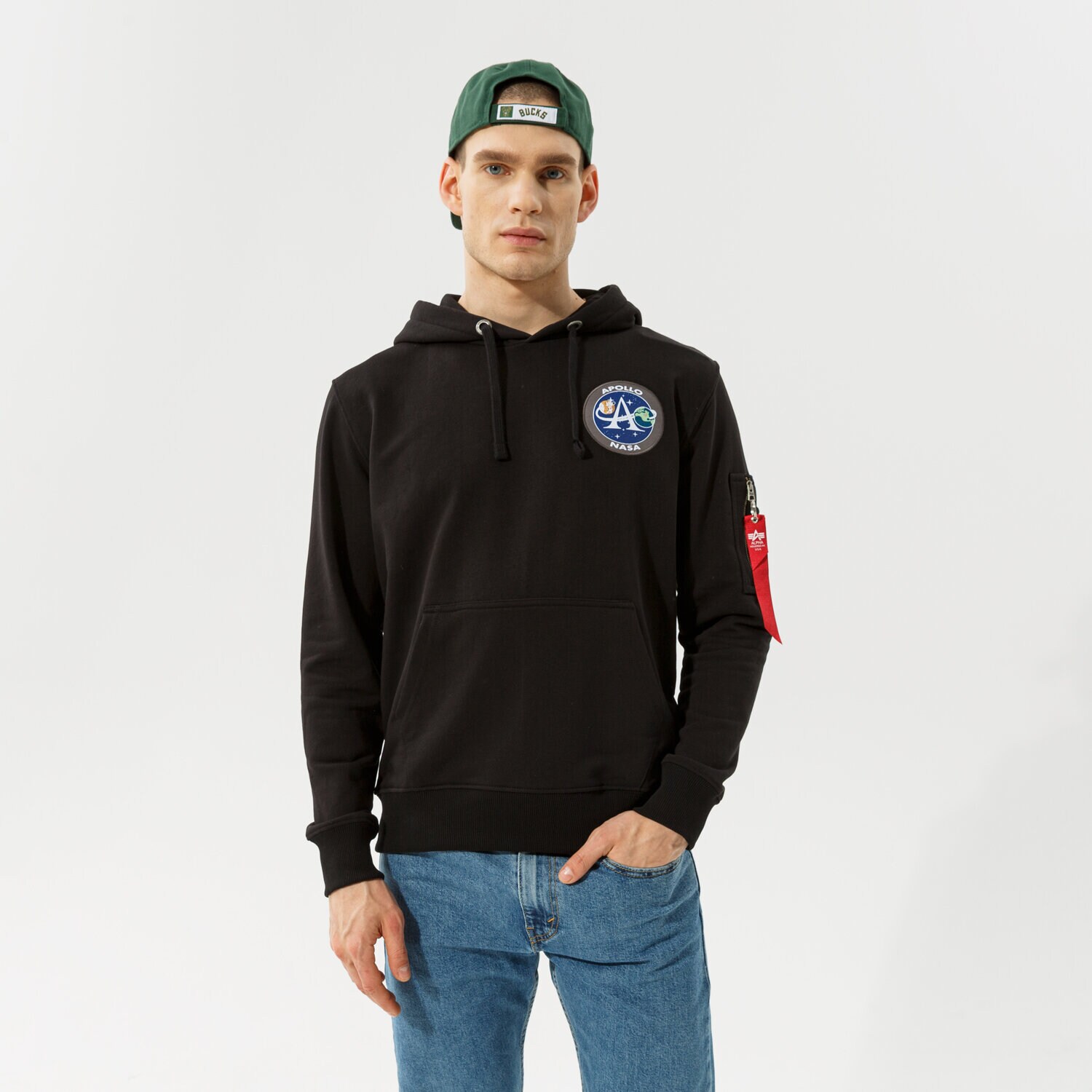 Bluza męska ALPHA INDUSTRIES BLUZA Z KAPTUREM APOLLO MISSION HOODY 10633803 CZARNY