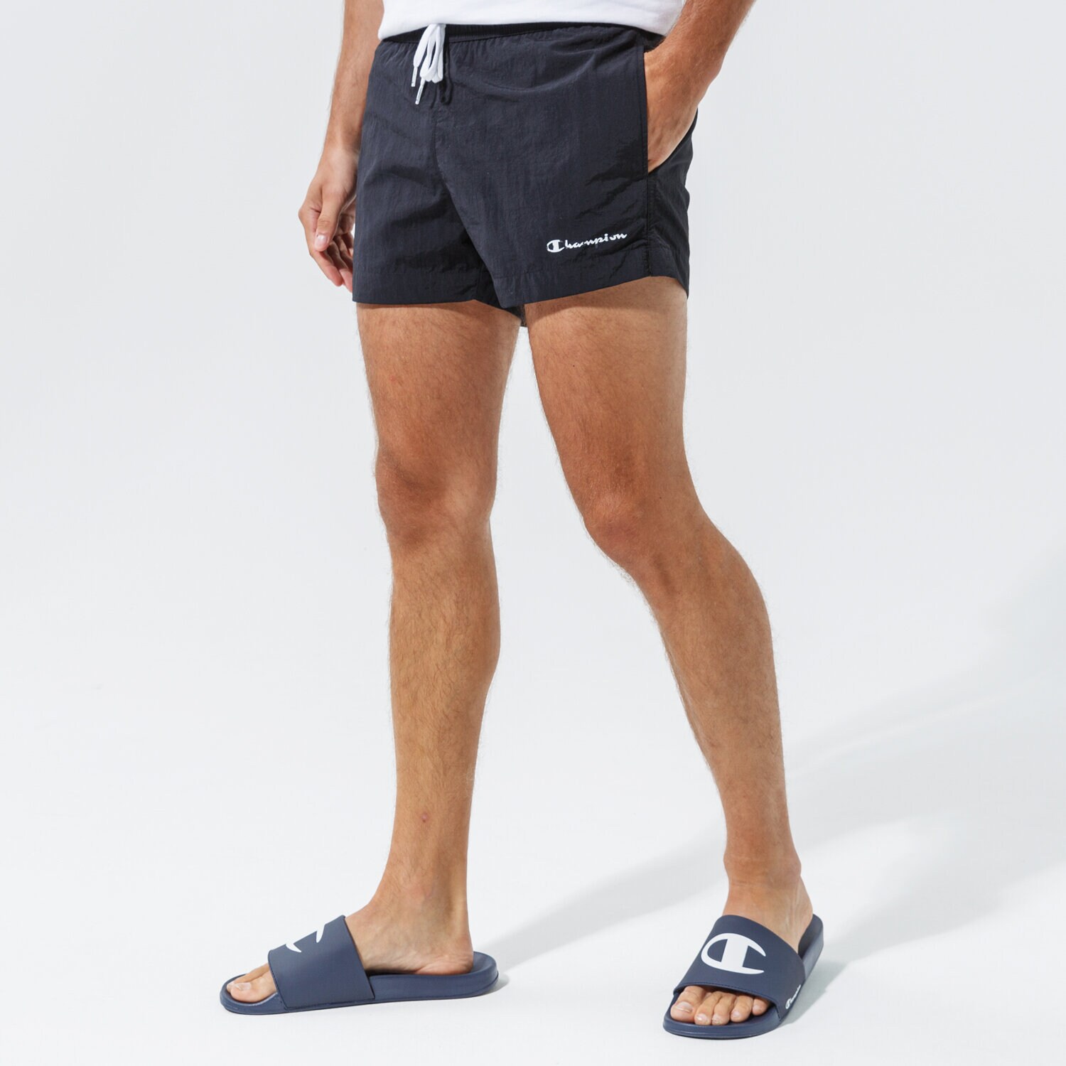 Krótkie spodenki, szorty męskie CHAMPION SZORTY BEACHSHORT 216074KK001 CZARNY