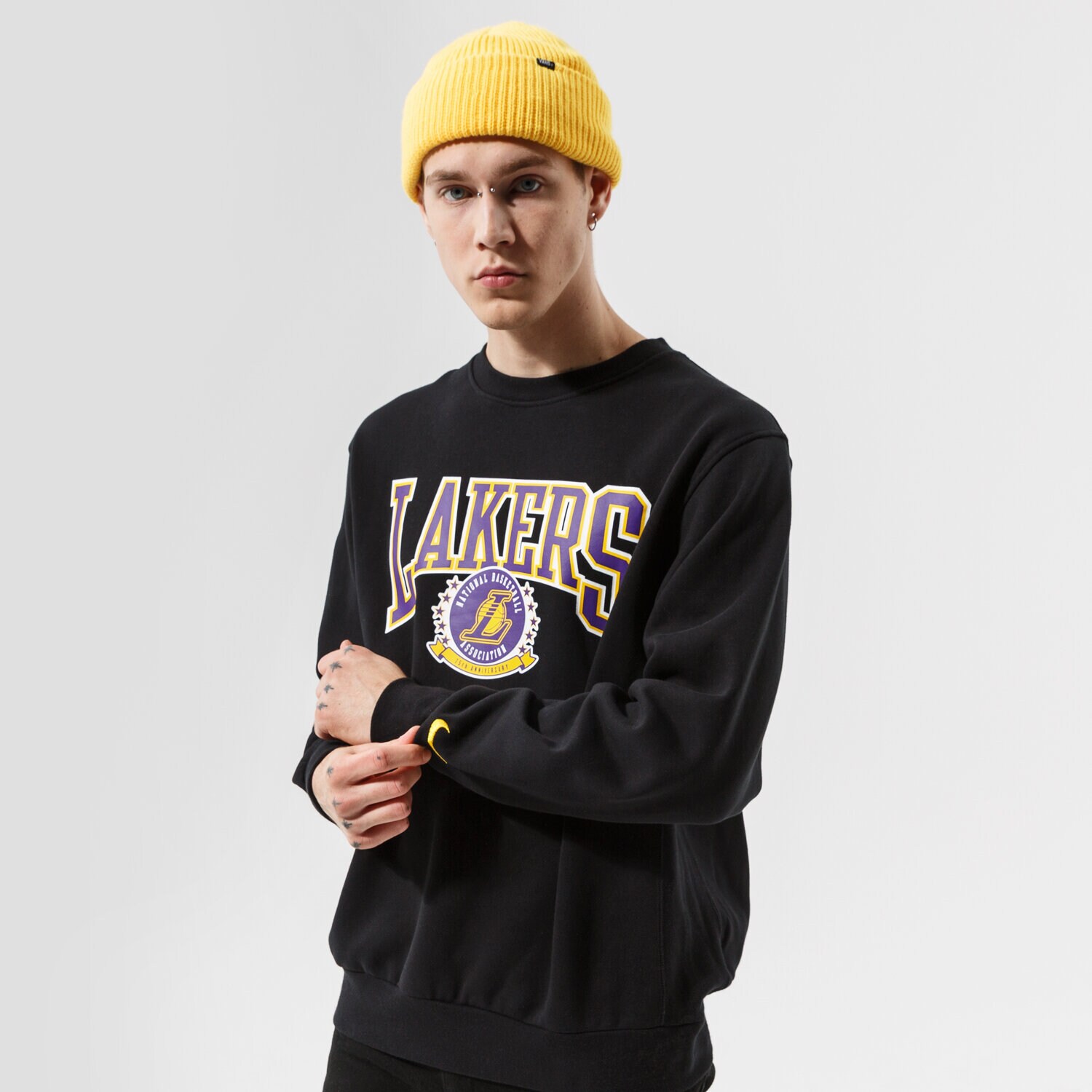 Bluza męska NIKE BLUZA LAL M NK FLC CREW CTS 75 NBA DJ2801-010 CZARNY