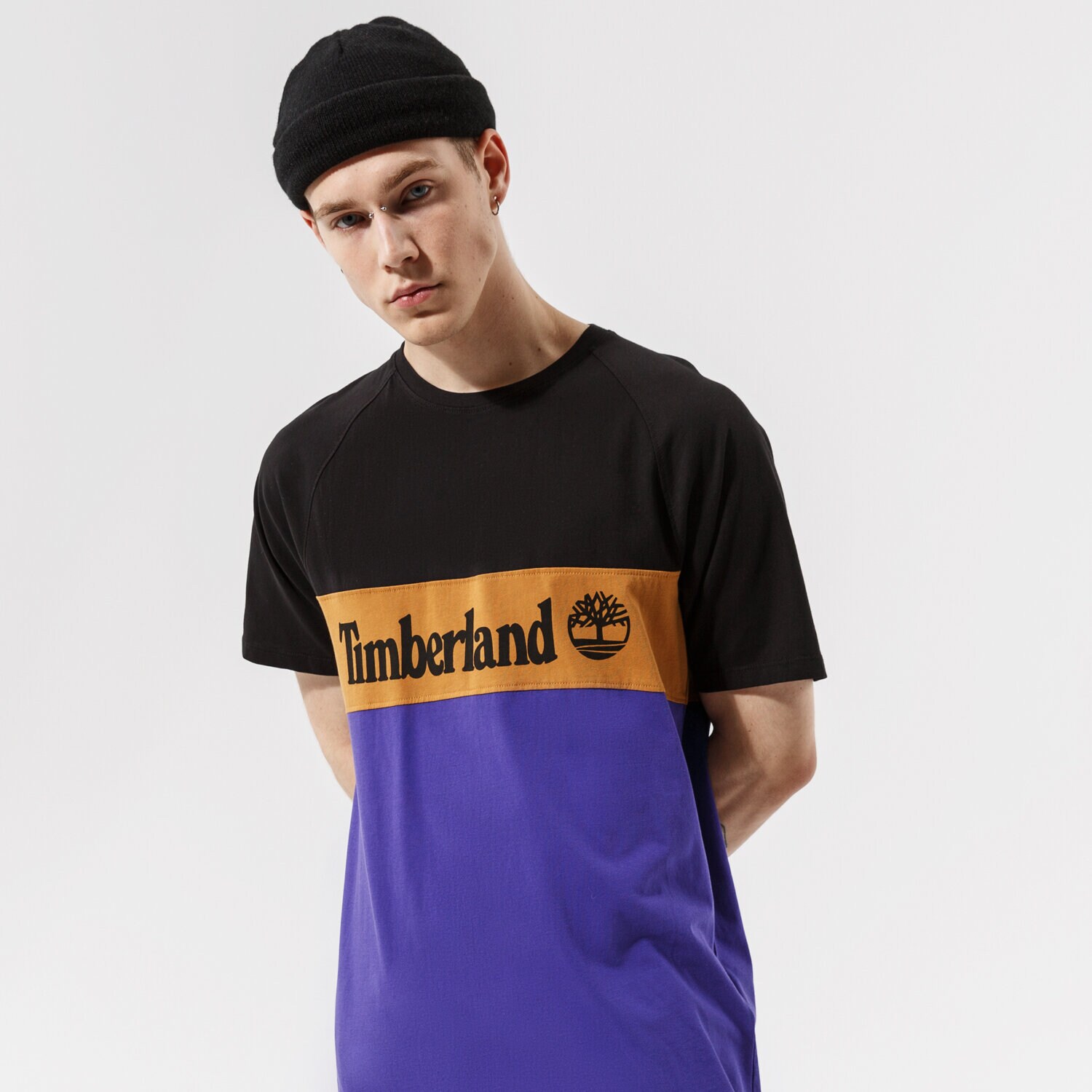 Koszulka, t-shirt sportowy męski TIMBERLAND T-SHIRT YC SS CUT & SEW TEE TB0A22K4CE11 FIOLETOWY