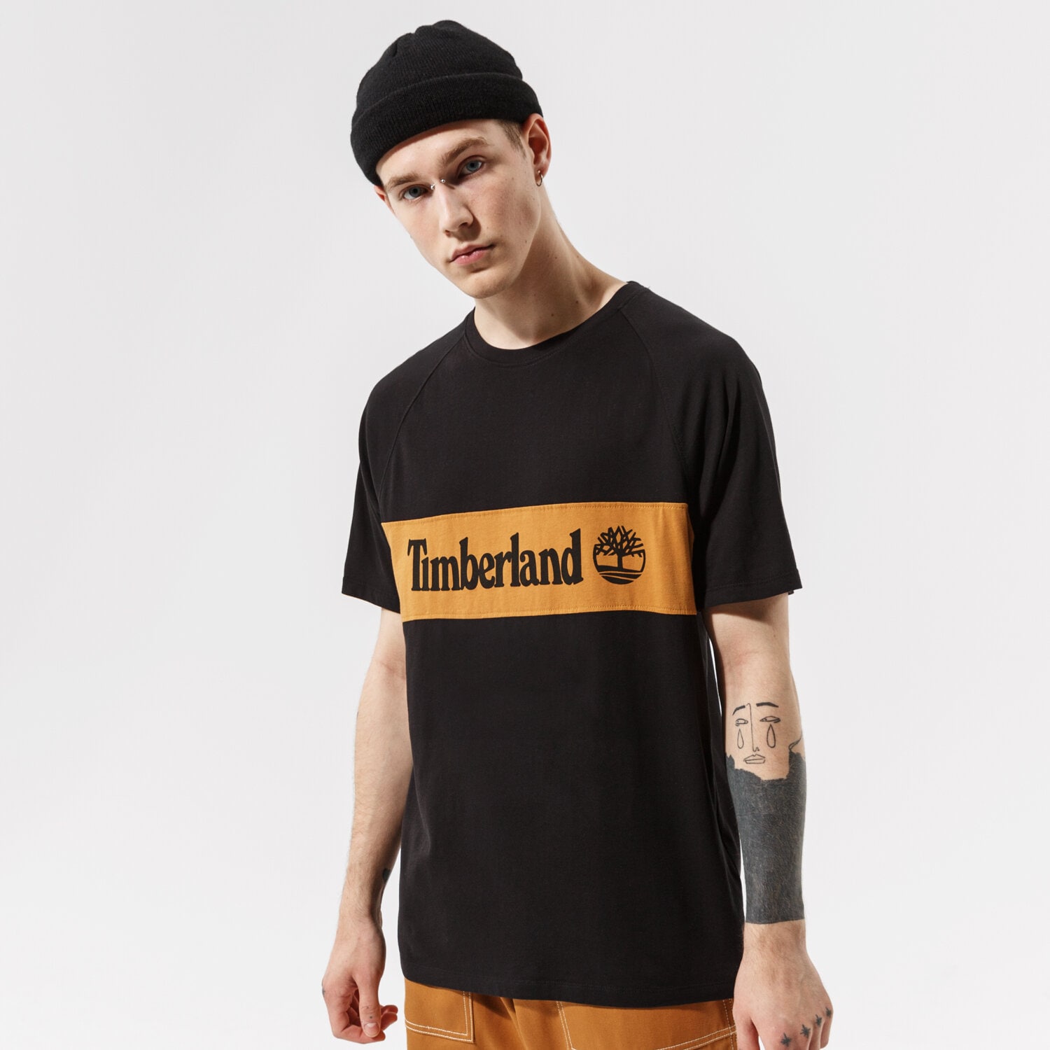 Koszulka, t-shirt sportowy męski TIMBERLAND T-SHIRT YC SS CUT & SEW TEE TB0A22K40011 CZARNY