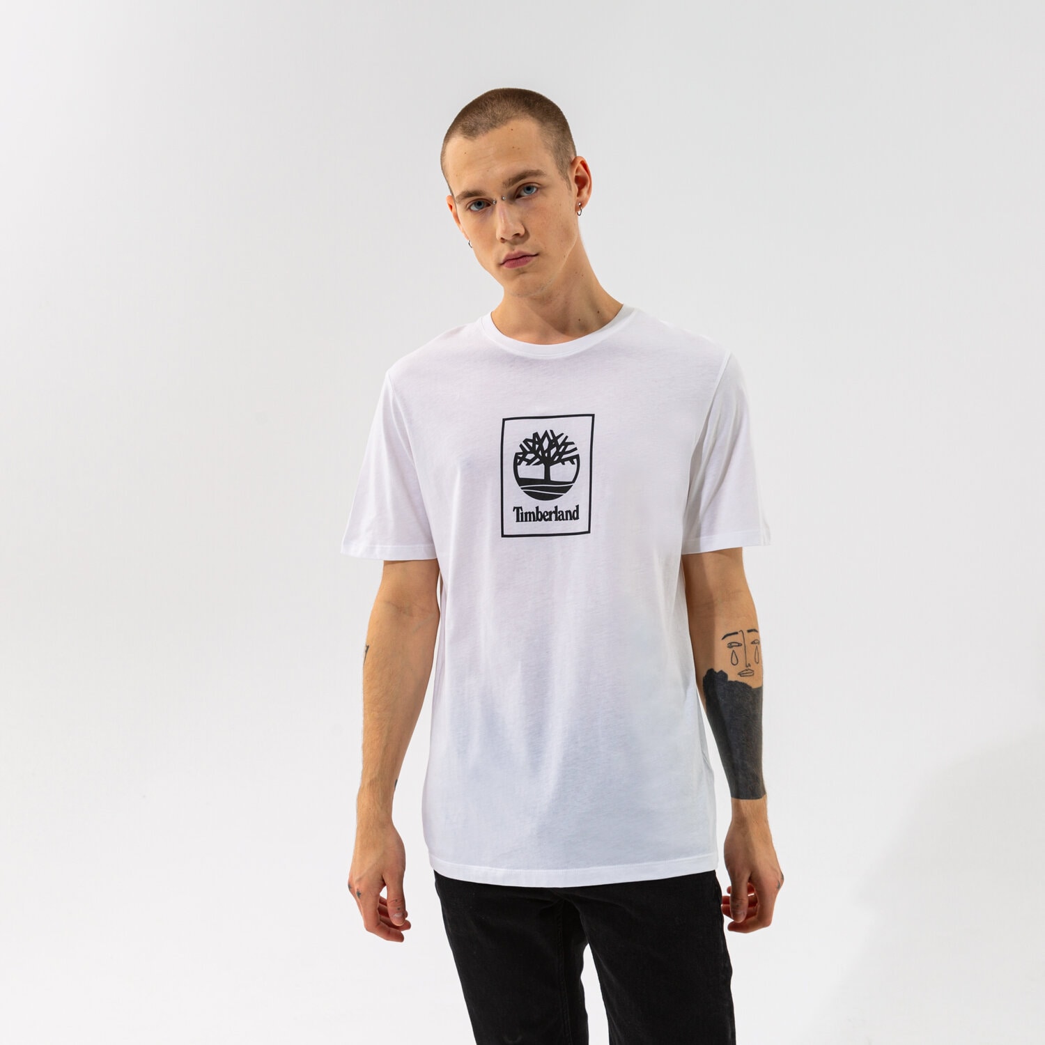 Koszulka, t-shirt sportowy męski TIMBERLAND T-SHIRT TREE LOGO TEE WHITE TB0A5PJV1001 BIAŁY