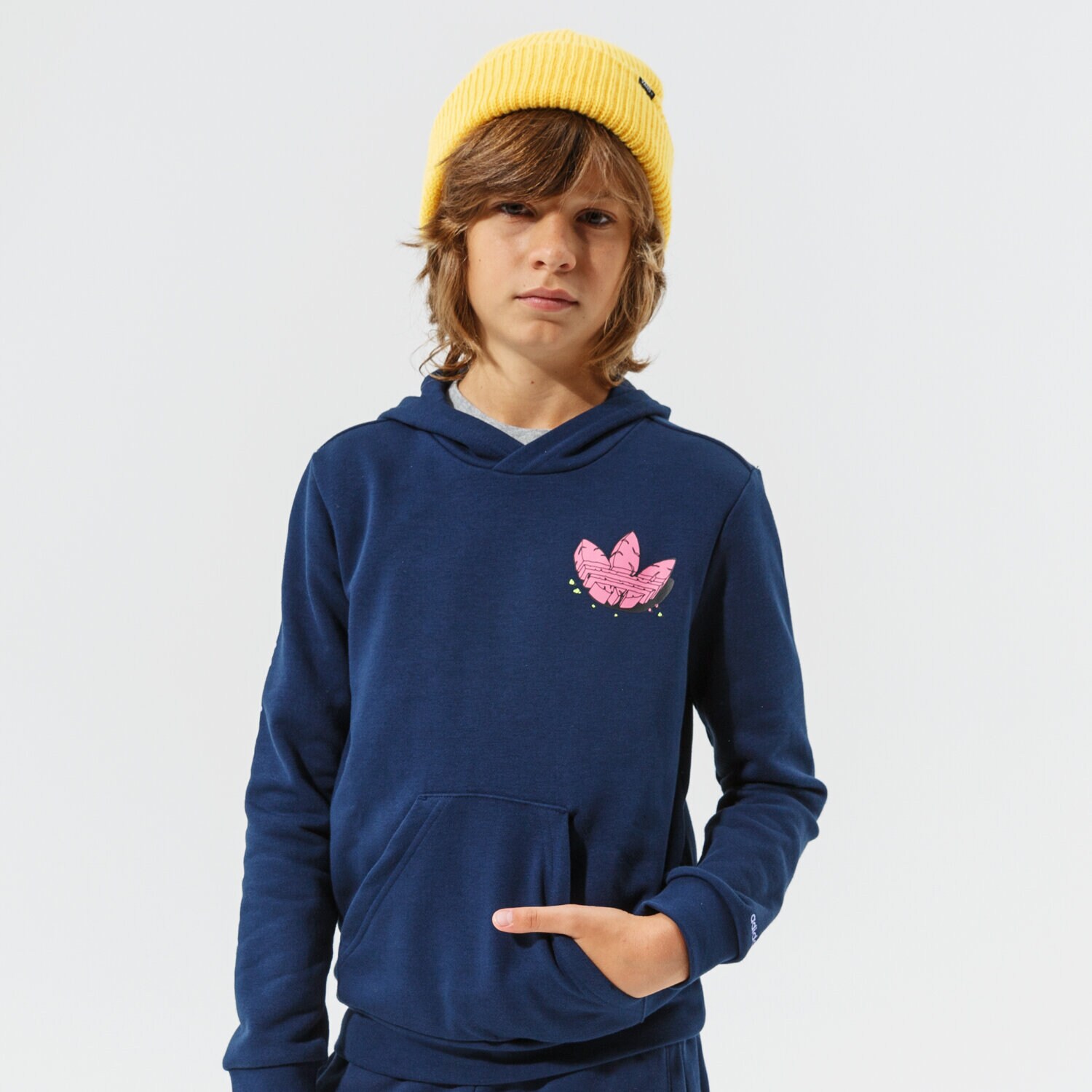 Sportowa bluza dziecięca ADIDAS BLUZA Z KAPTUREM HOODIE BOY H22639 GRANATOWY