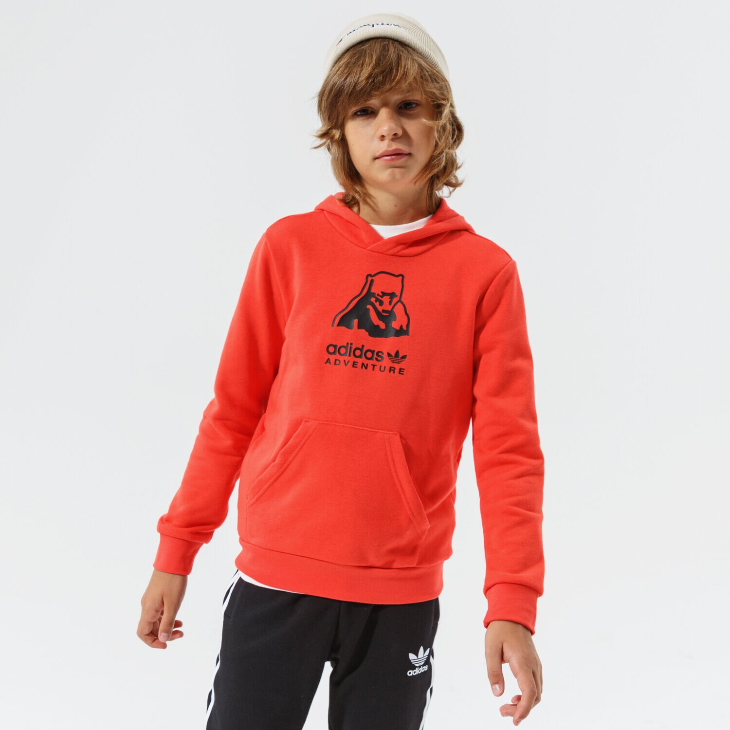 Sportowa bluza dziecięca ADIDAS BLUZA Z KAPTUREM HOODIE BOY H31226 CZERWONY