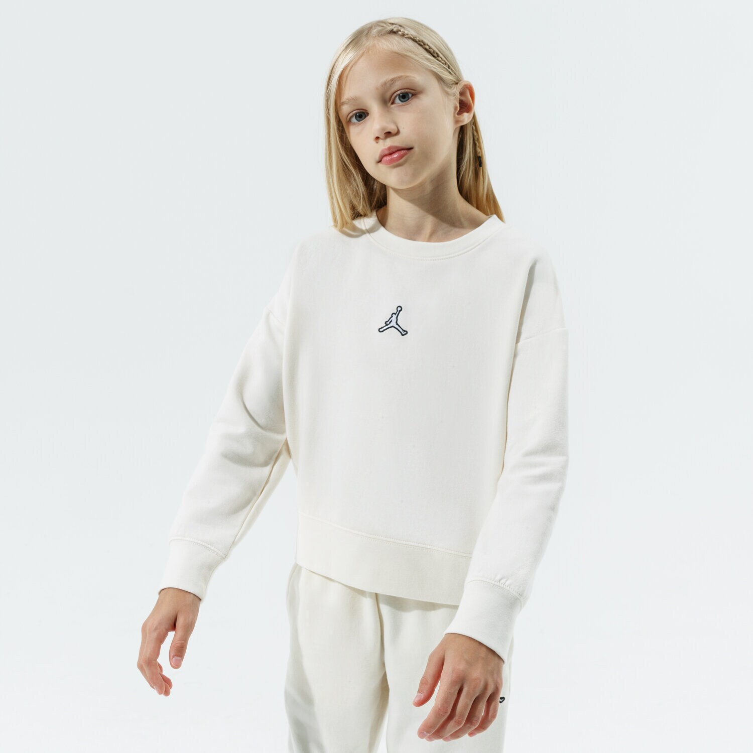 Sportowa bluza dziecięca JORDAN BLUZA JORDAN ESSENTIALS CREW GIRL 45A859-W5T BEŻOWY