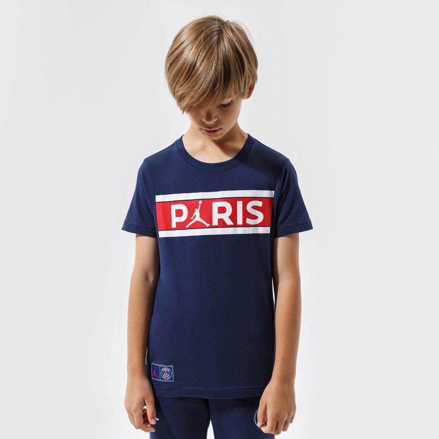 Koszulka, t-shirt dla dzieci JORDAN T-SHIRT PSG BARS TEE GIRL 95A567-U90 GRANATOWY