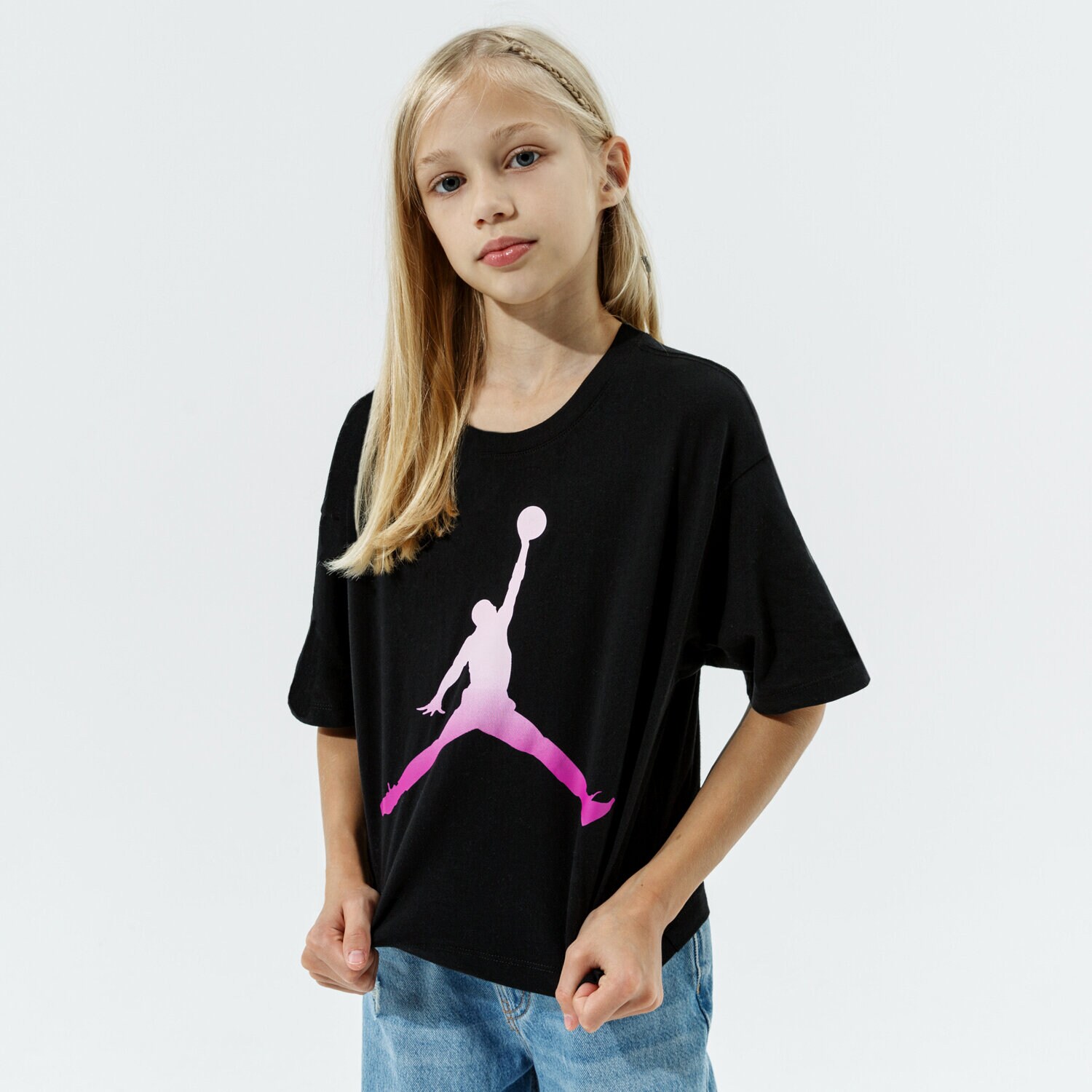 Koszulka, t-shirt dla dzieci JORDAN T-SHIRT JDG SHORT SLEEVE GRAPHIC T-SHIRT GIRL 45A437-023 CZARNY