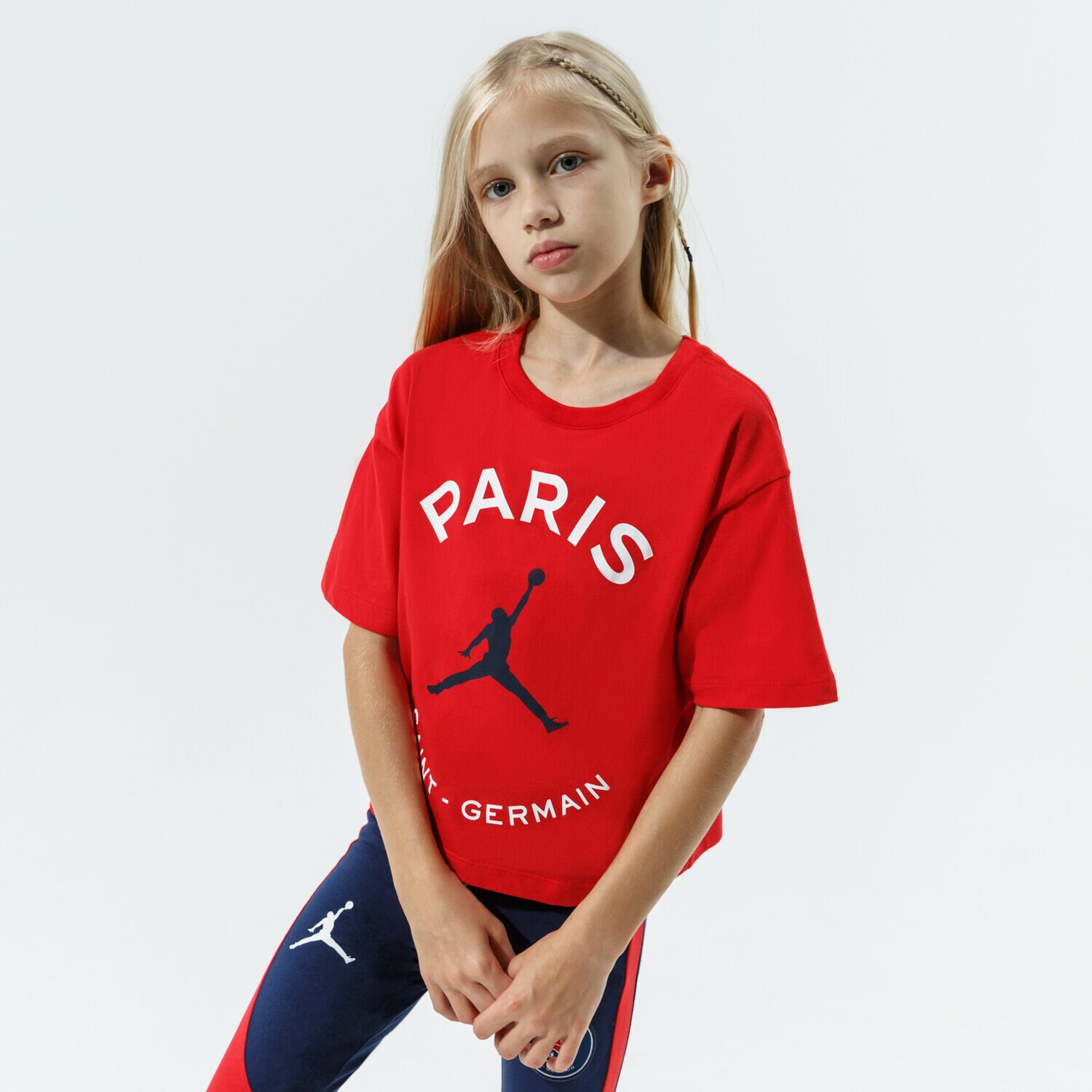 Koszulka, t-shirt dla dzieci JORDAN T-SHIRT PSG BOXY TEE GIRL 4JA590-U10 CZERWONY