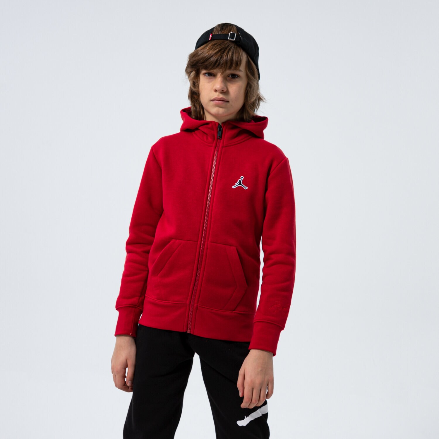Sportowa bluza dziecięca JORDAN BLUZA ROZPINANA Z KAPTUREM FZ HOODIE BOY 95A714-R78 CZERWONY