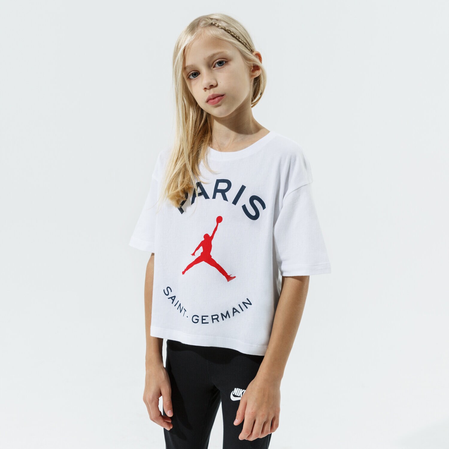 Koszulka, t-shirt dla dzieci JORDAN T-SHIRT PSG BOXY TEE GIRL 4JA590-001 BIAŁY