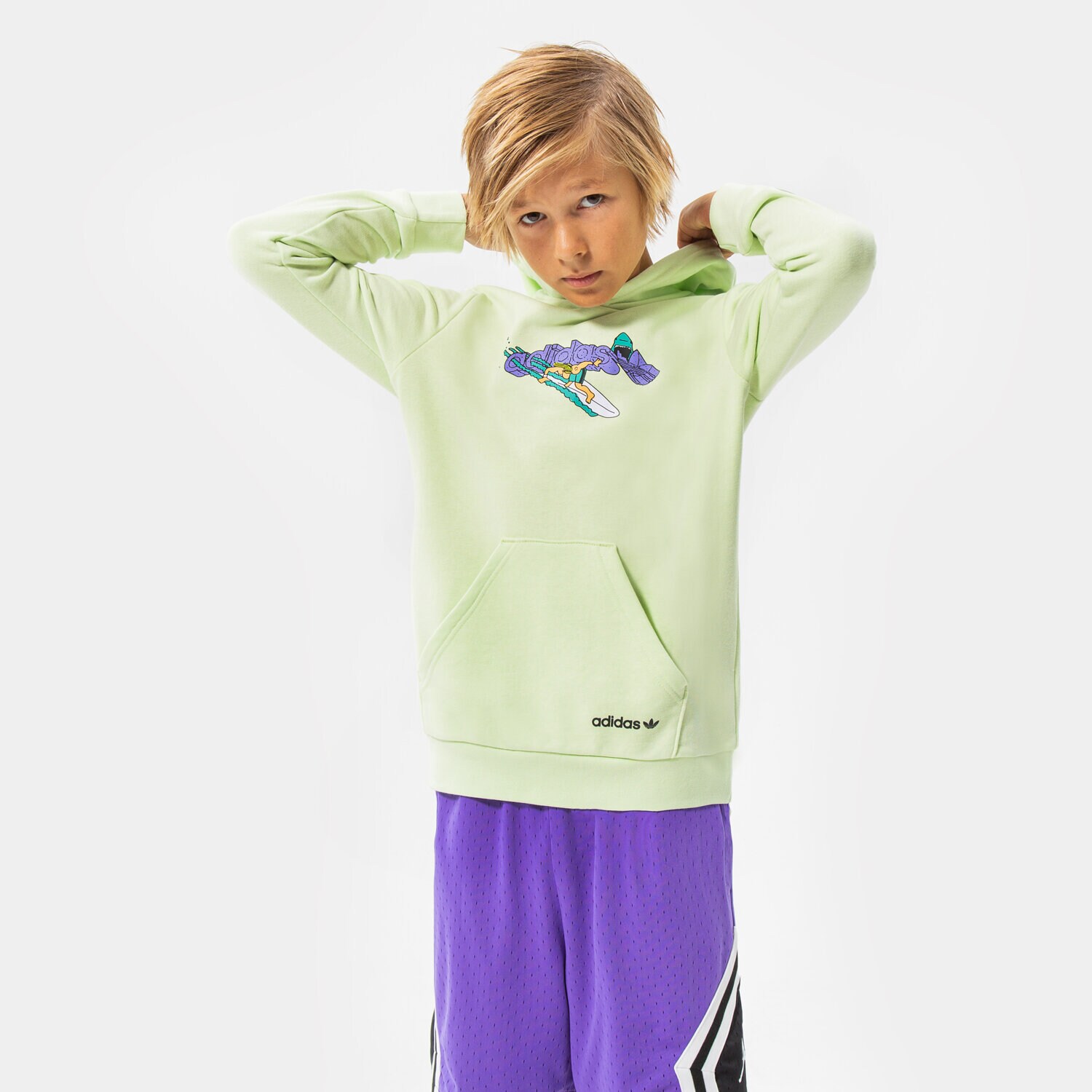 Sportowa bluza dziecięca ADIDAS BLUZA Z KAPTUREM HOODIE BOY HF7436 ZIELONY