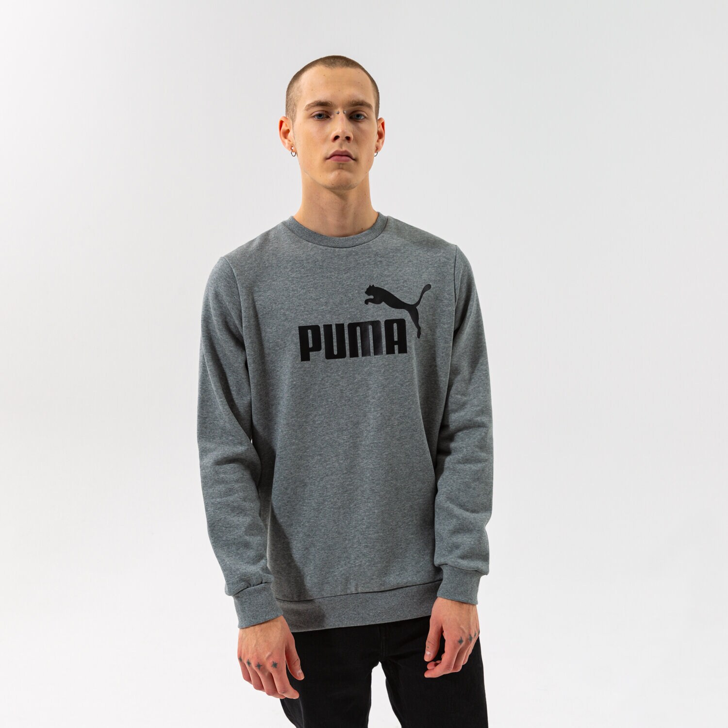 Bluza męska PUMA BLUZA ESS BIG LOGO CREW FL - MEDIUM GRAY HEATHER 58667803 SZARY