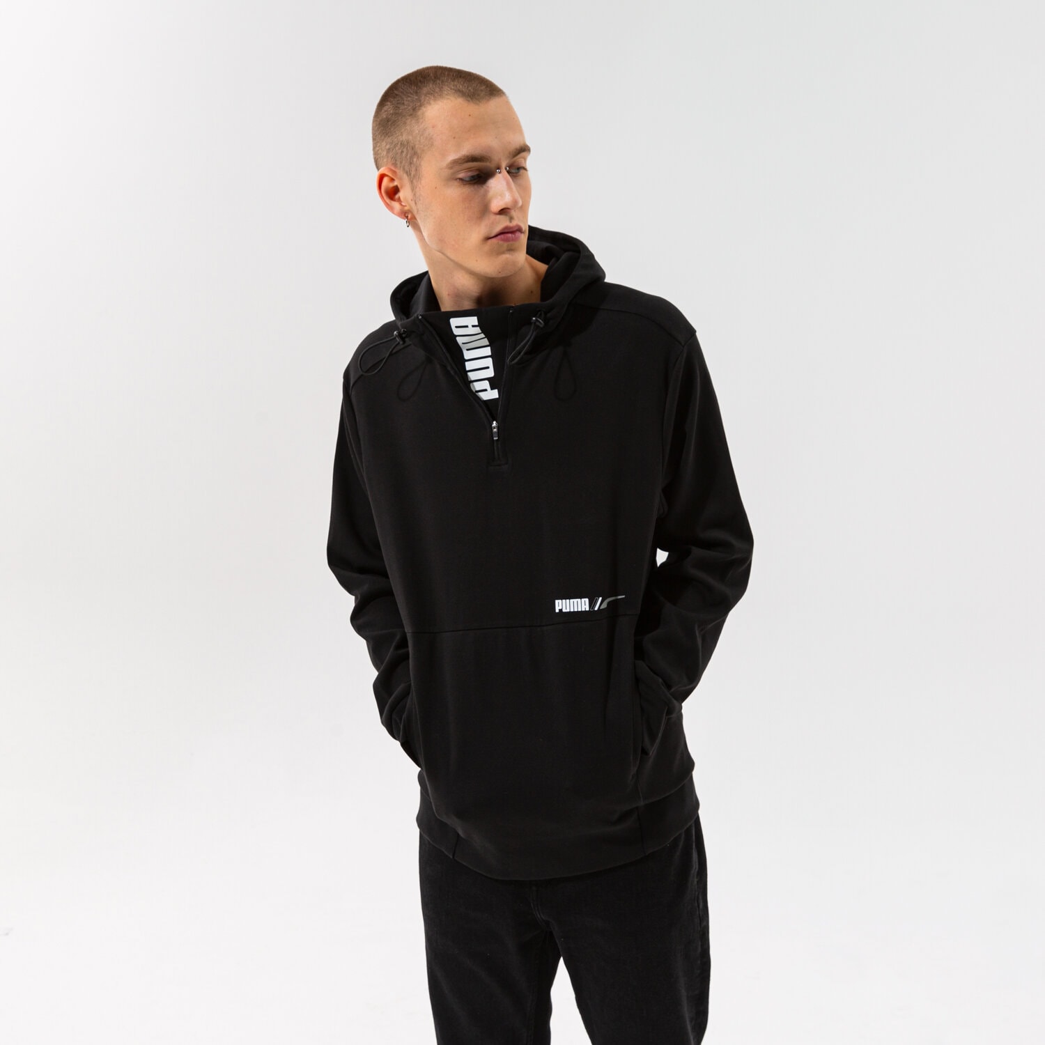 Bluza męska PUMA BLUZA Z KAPTUREM RAD/CAL HALF ZIP DK - PUMA BLACK 58938901 CZARNY